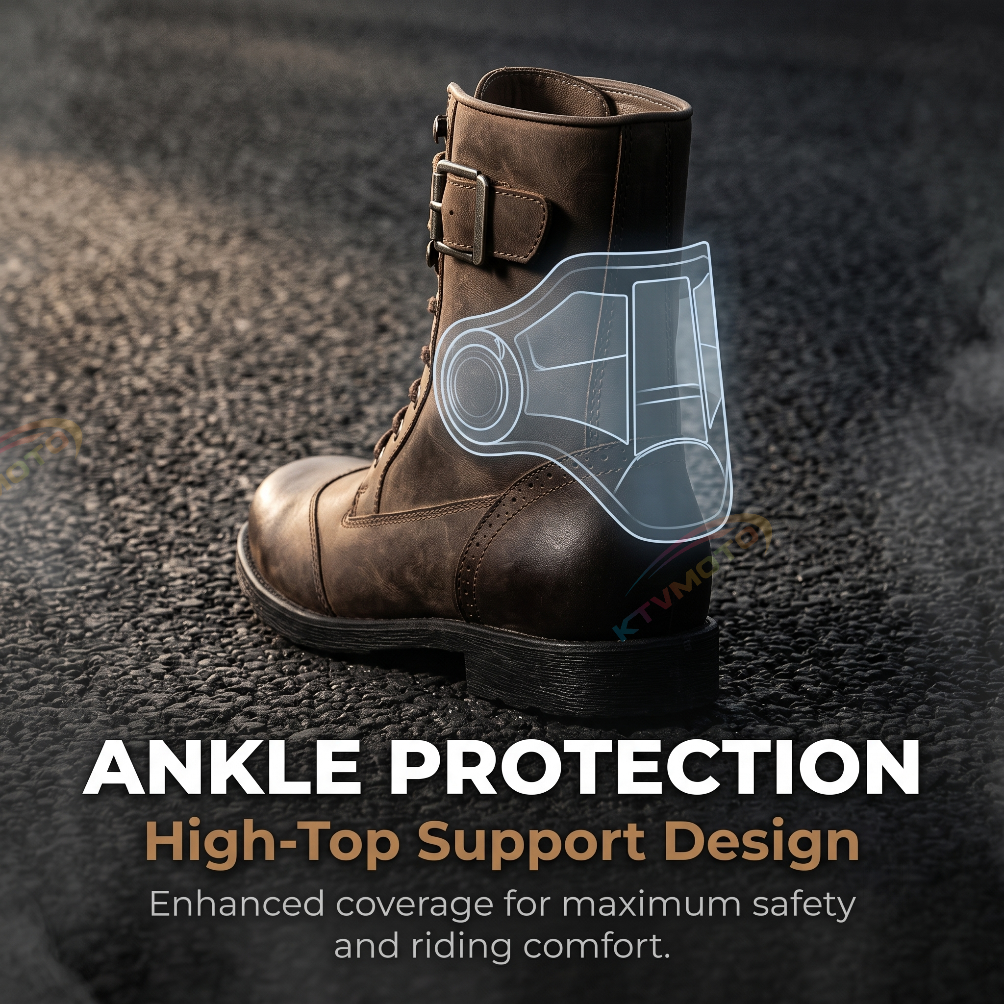 Retro Motorcycle Riding Boots Made of Top-Grain Cowhide-K166