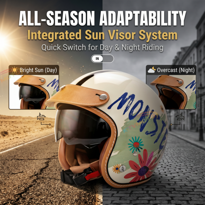 Retro floral graffiti motorcycle helmet-I54