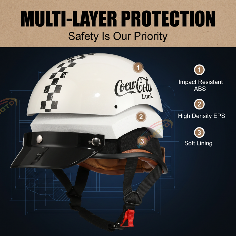 Retro half-helmet, summer travel gear-I18