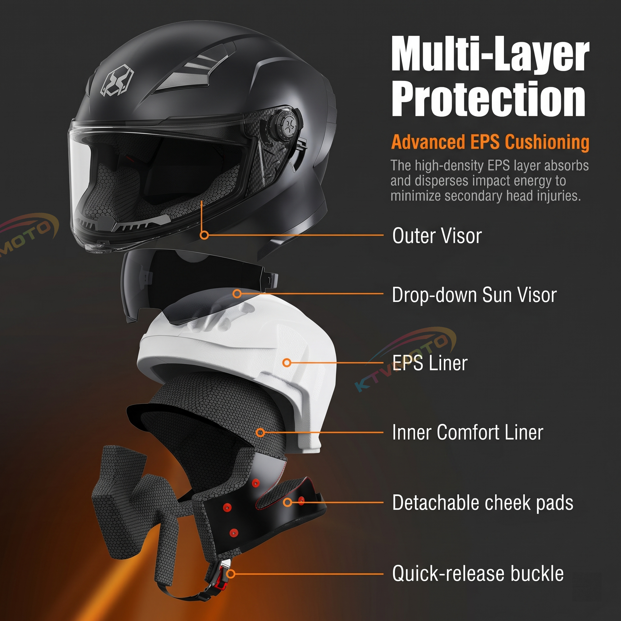 DOT certified motorcycle full-face helmet-I125