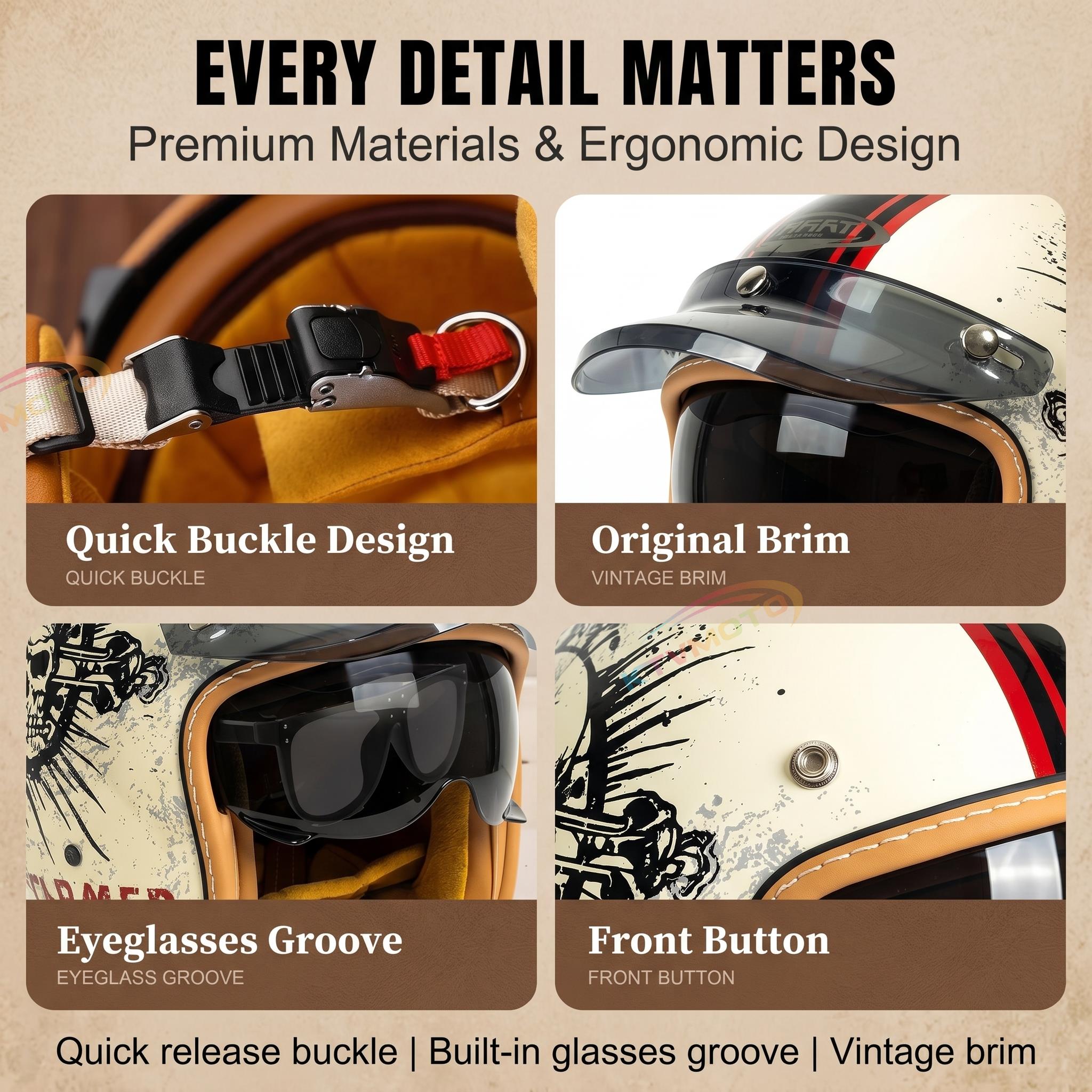 Retro open-face motorcycle helmet- I30