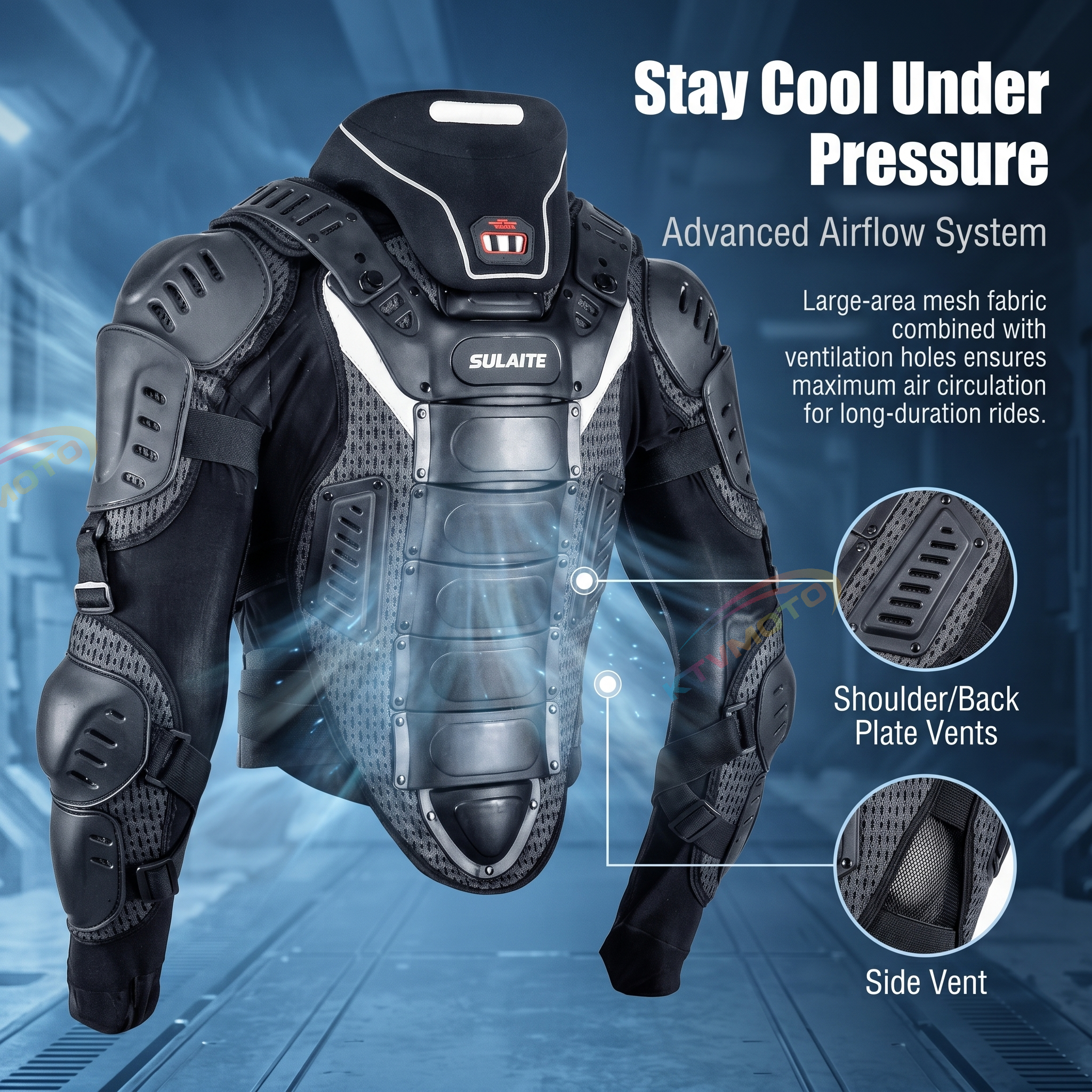 Motorcycle riding suit with neck protection-F20