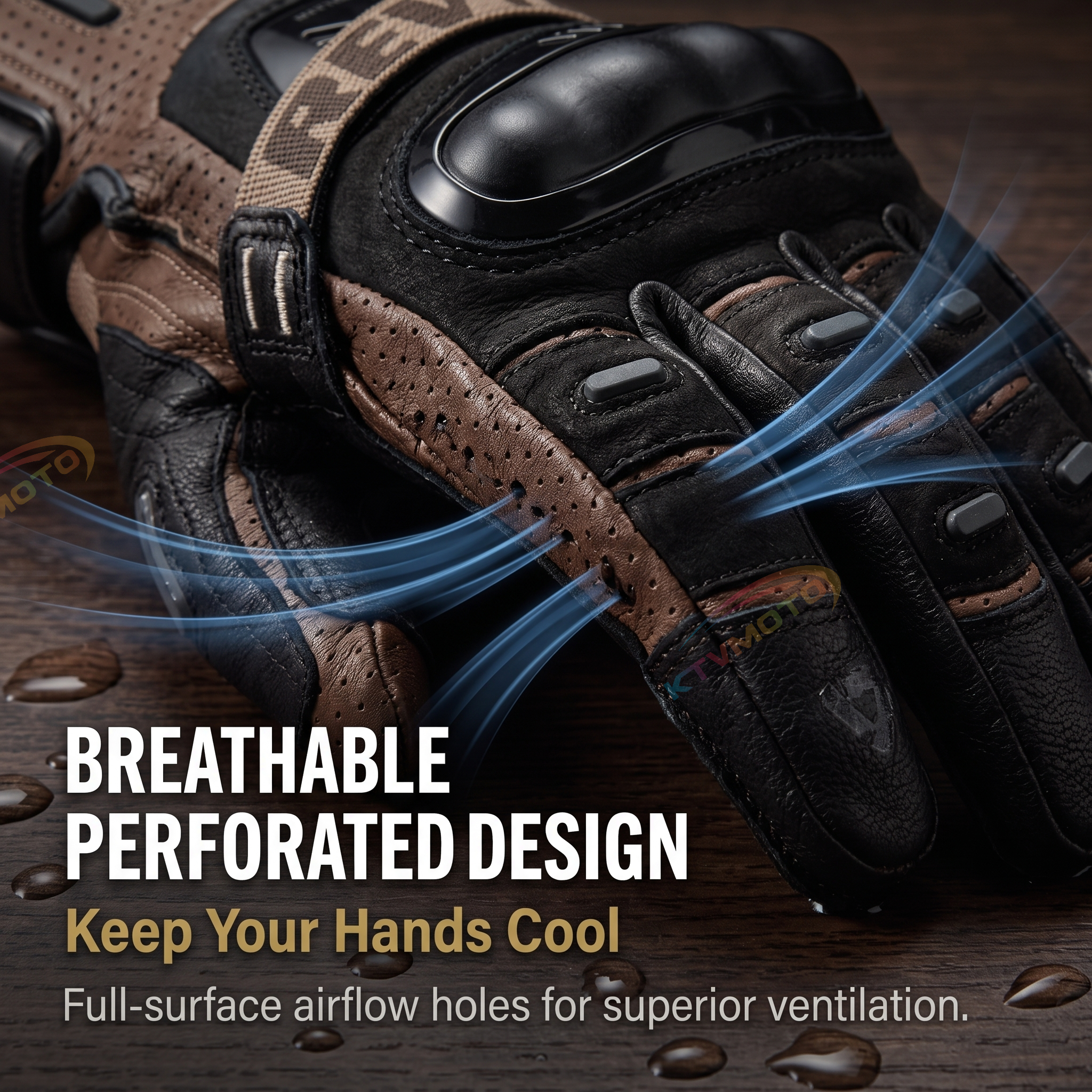 Motorcycle Riding Gloves Genuine Leather Breathable Touchscreen Drop-proof-G92