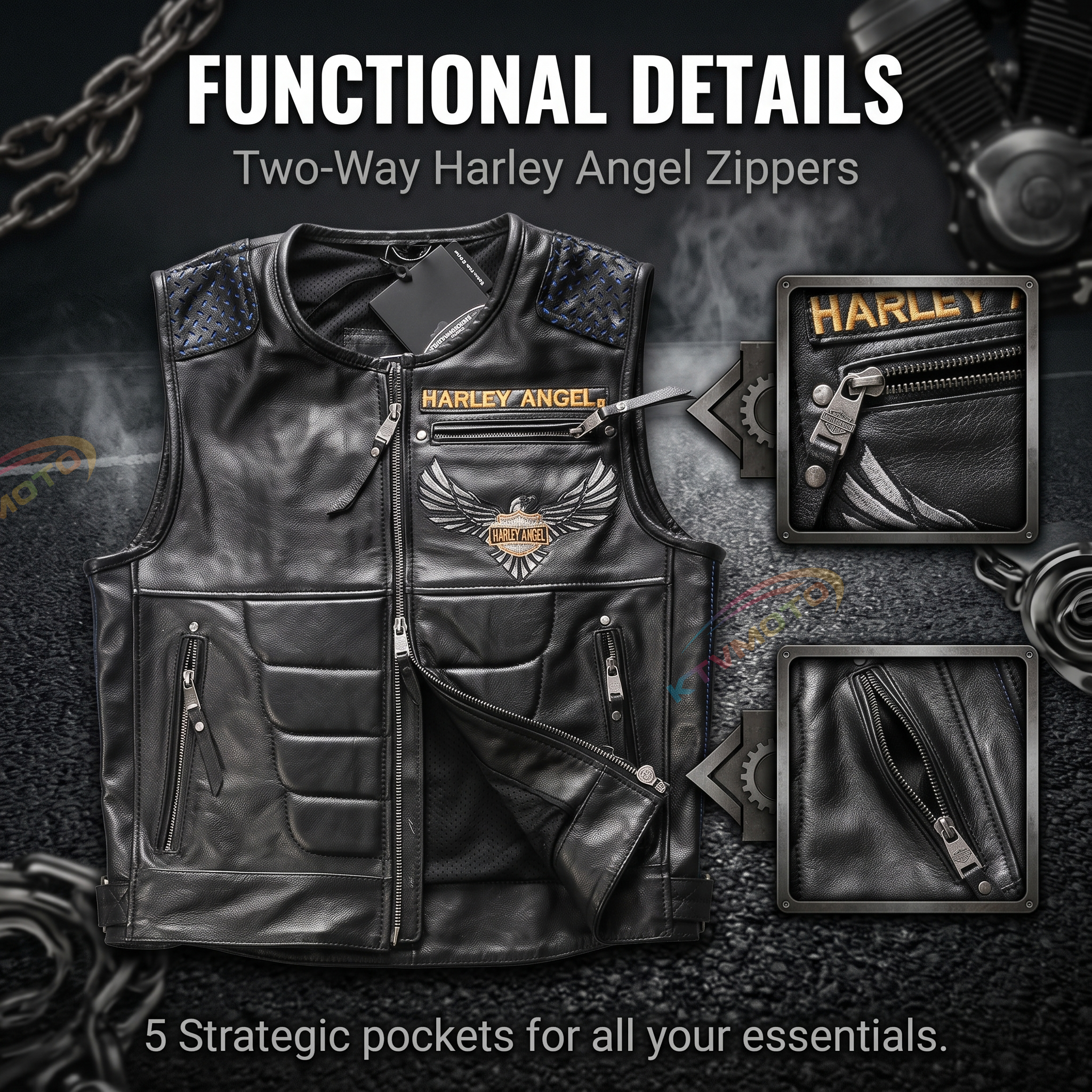 Abs Blocking Harley Summer Rock Leather Vest - A30