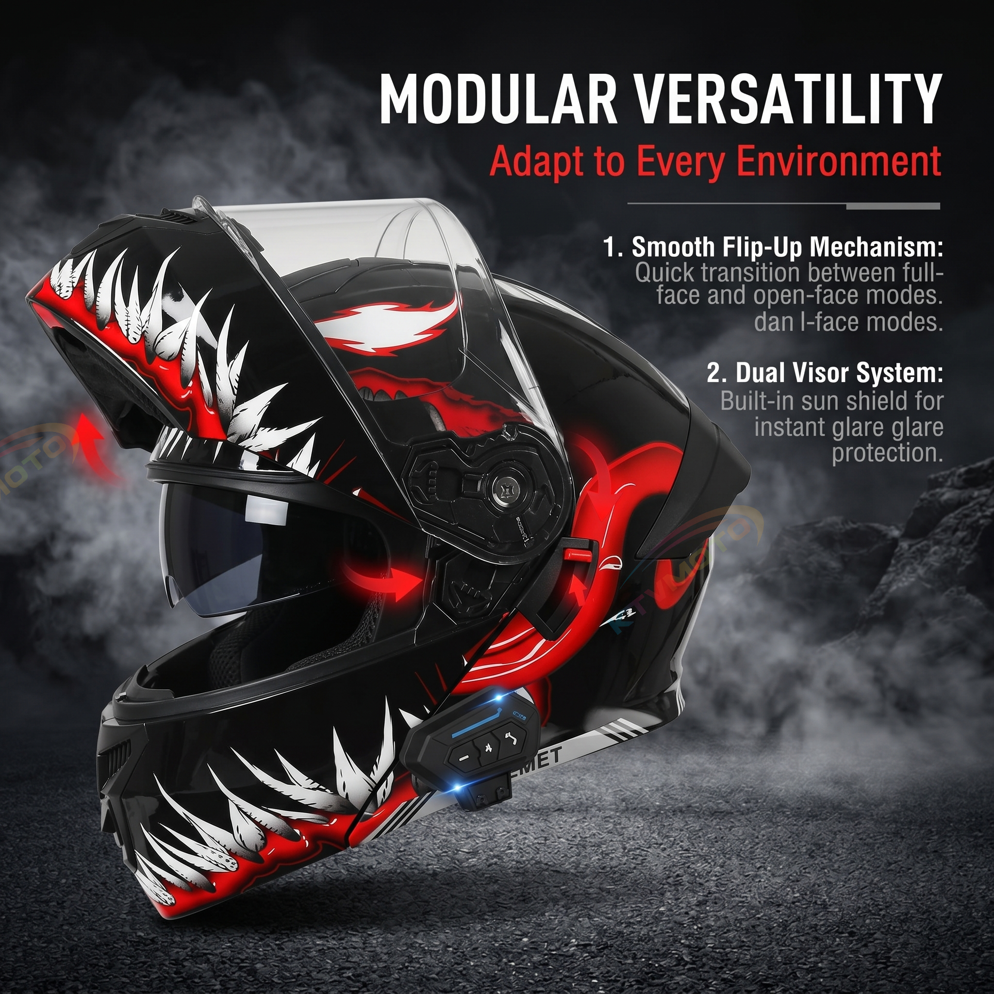 Bluetooth flip-top motorcycle helmet-I104