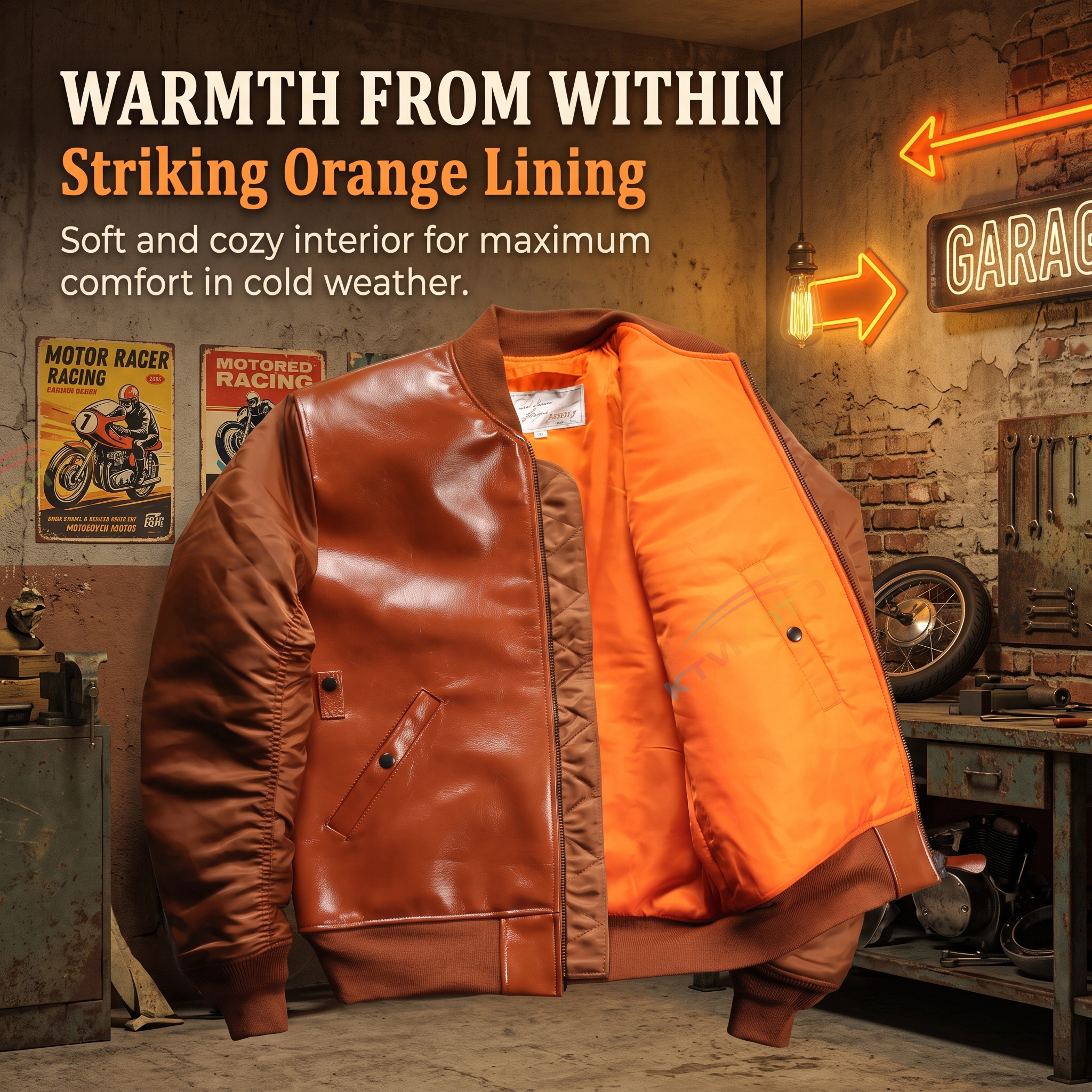 Cartoon sports casual leather cowhide jacket-A39