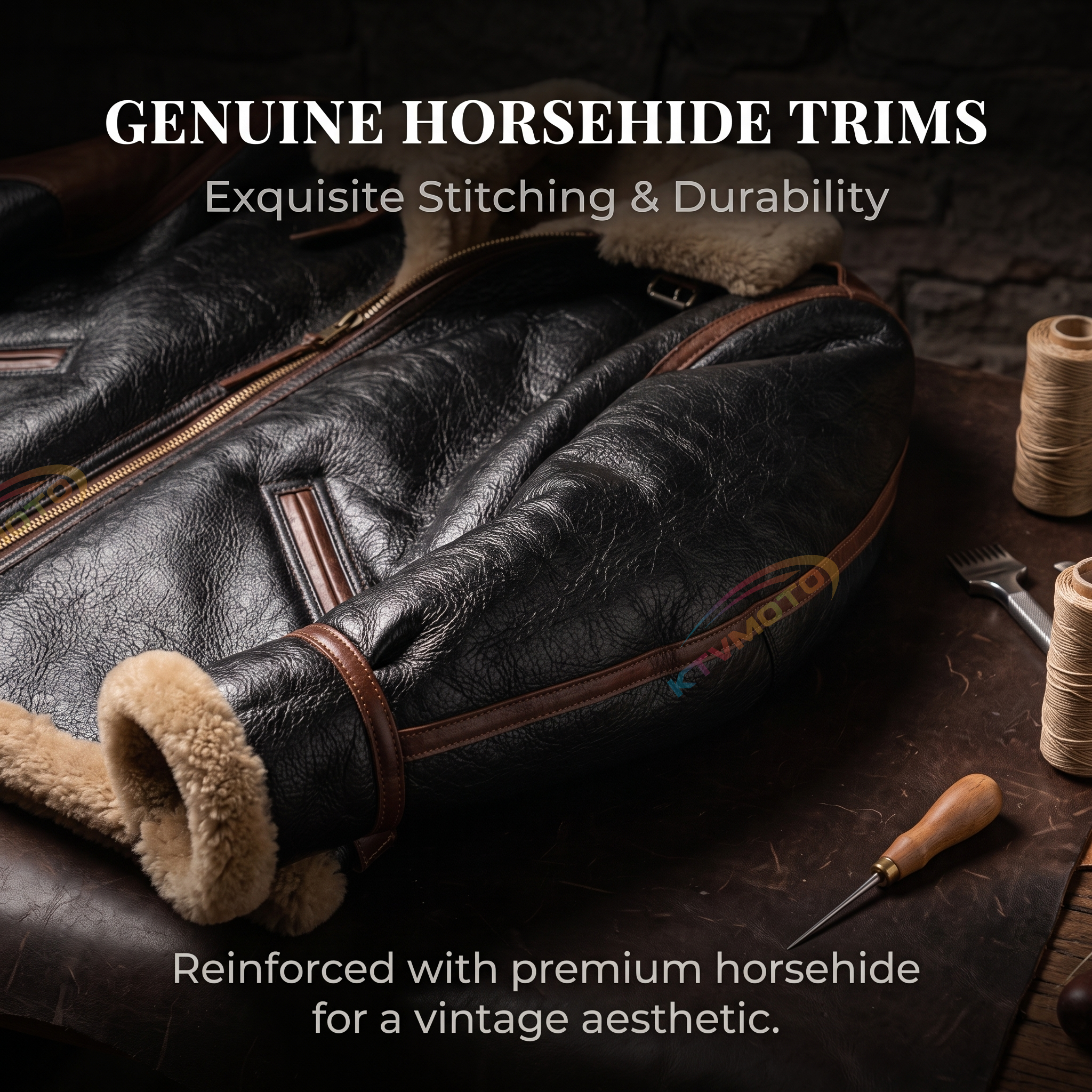 Bomber jacket unisex couple style horse leather stitching-A06