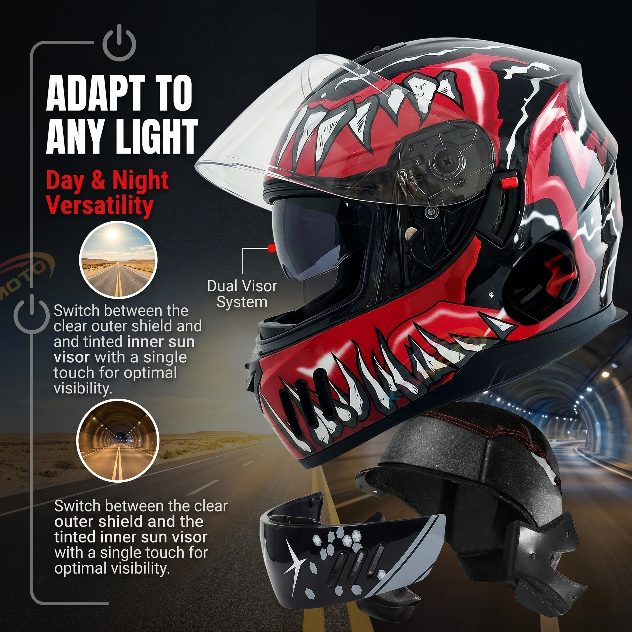 Dual-lens full-face helmet-I105