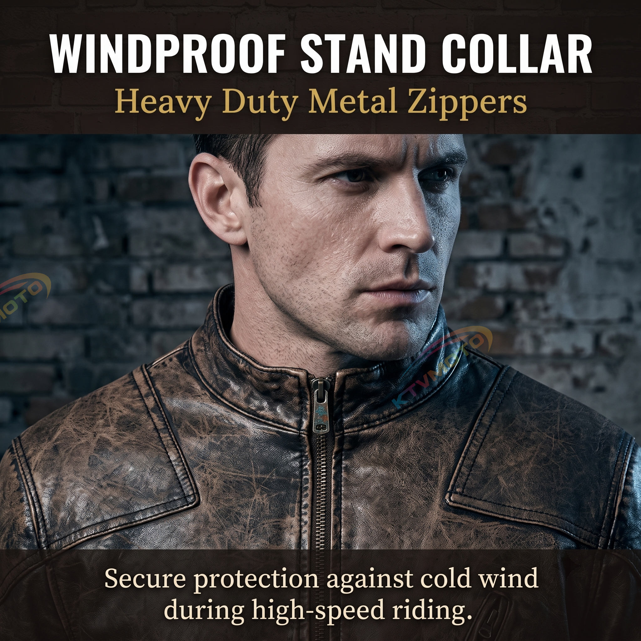 Retro venom motorcycle stand-up collar top-grain cowhide plus size leather jacket-A57