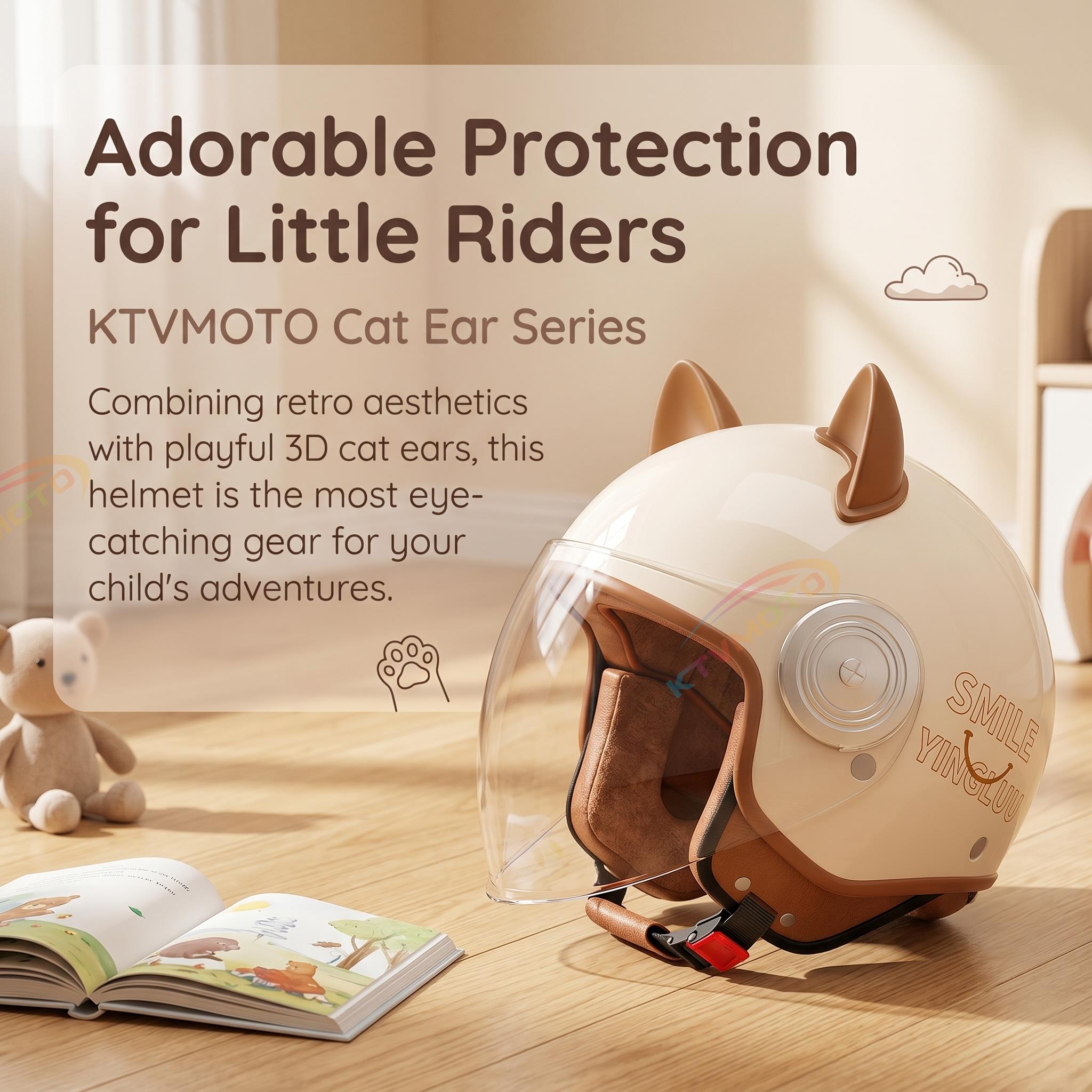 Cute cat ear three-quarter helmet for kids-I80