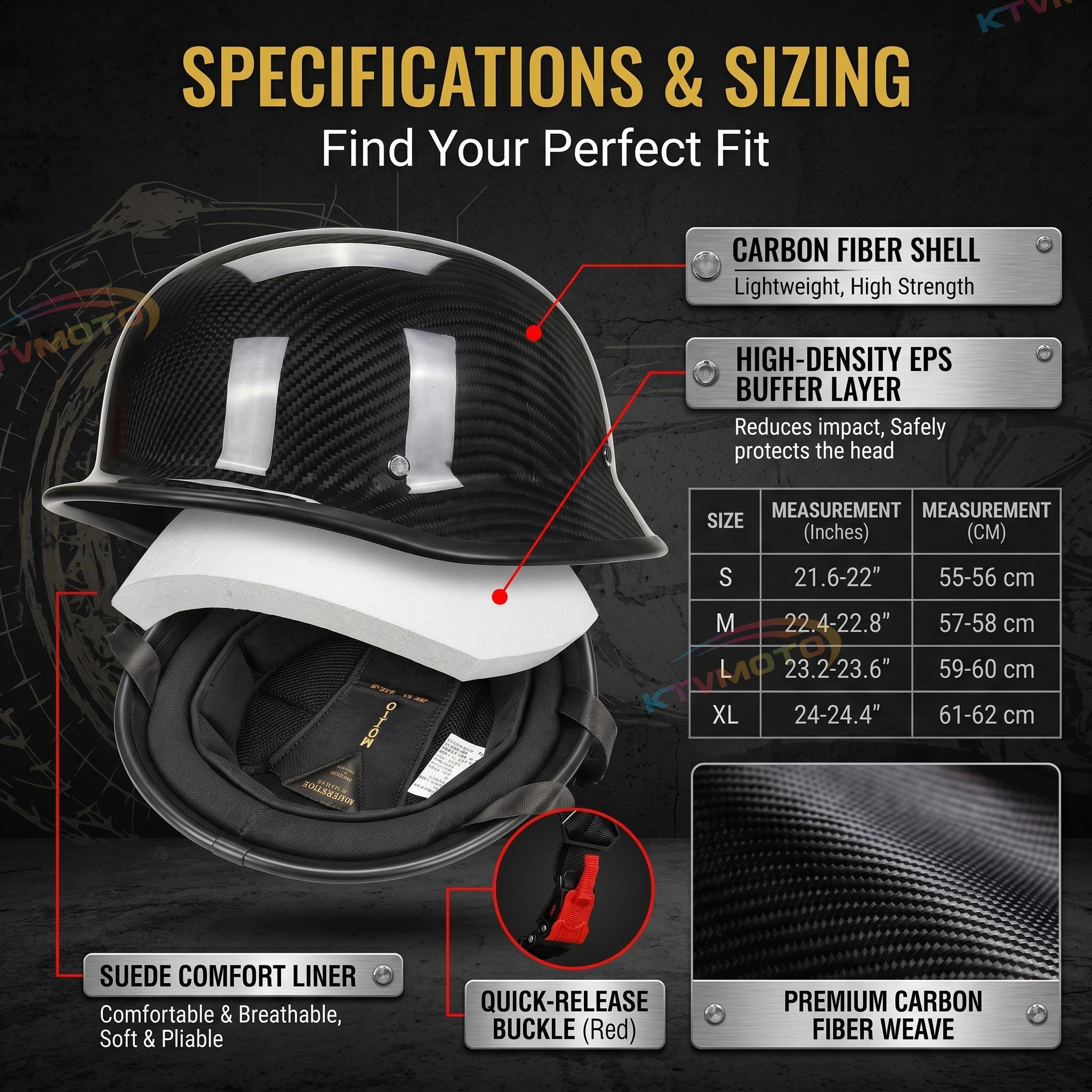 Carbon fiber retro motorcycle half helmet-I51