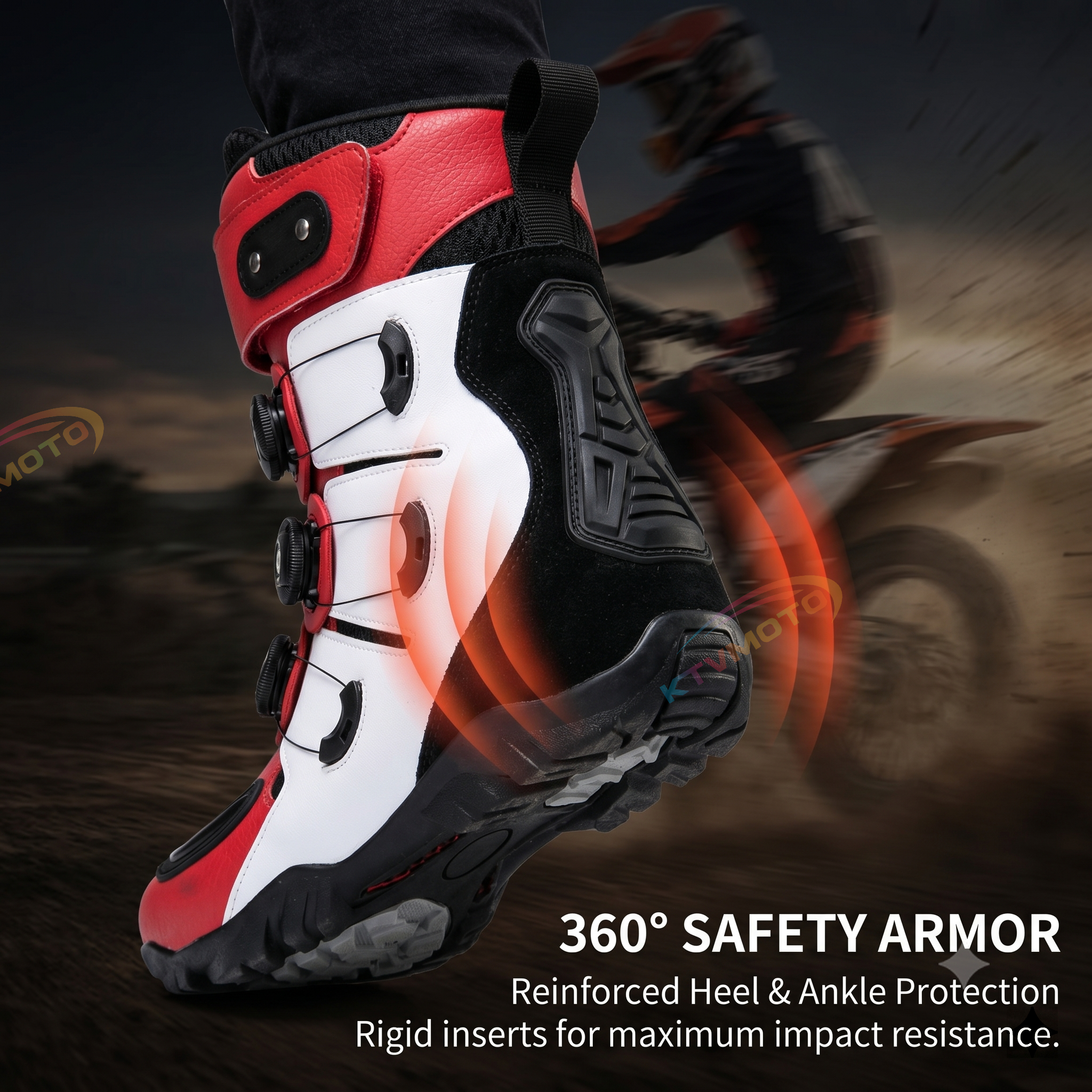 Rotatable buckle high-top motorcycle riding boots-K131