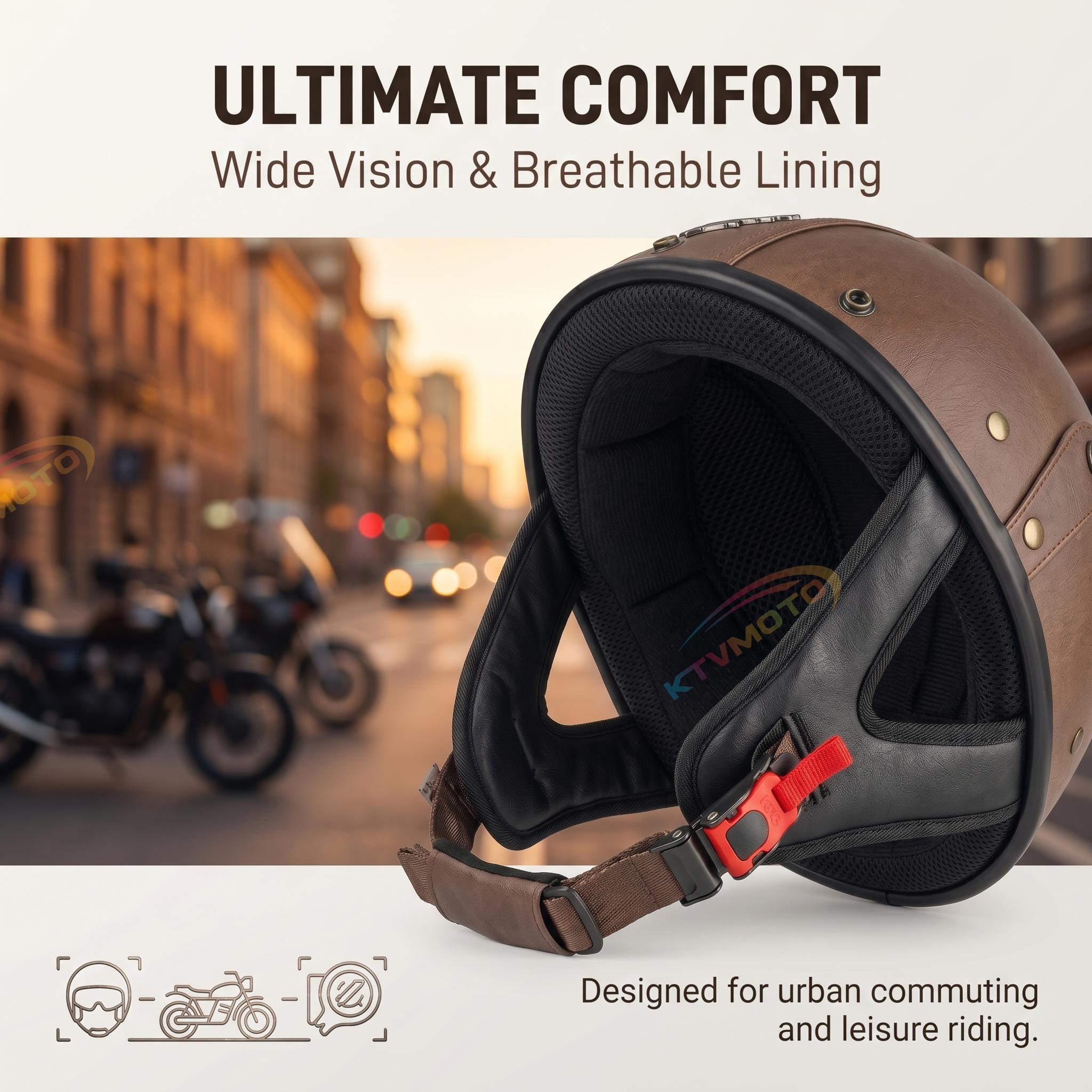 Retro cruiser motorcycle helmet with concealed inner visor-I31