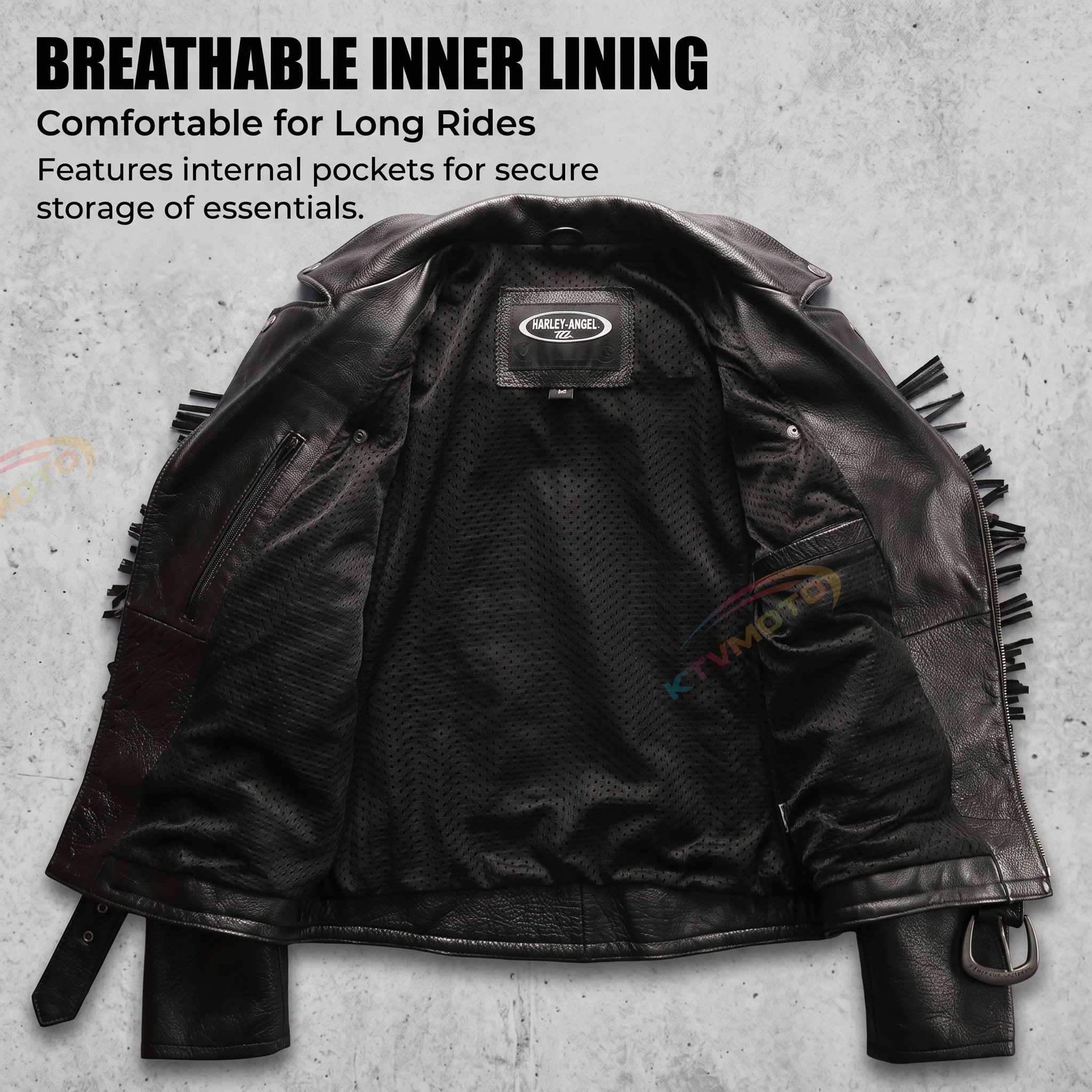 HARLEY ANGEL Harley Angel tassel cowhide leather jacket-A17