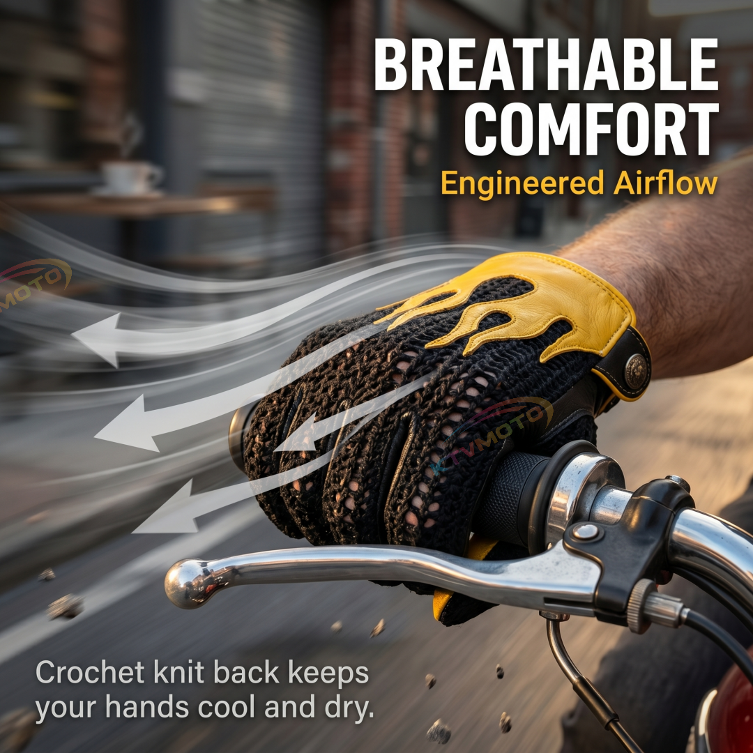 Retro Flame Motorcycle Touchscreen Gloves-G68