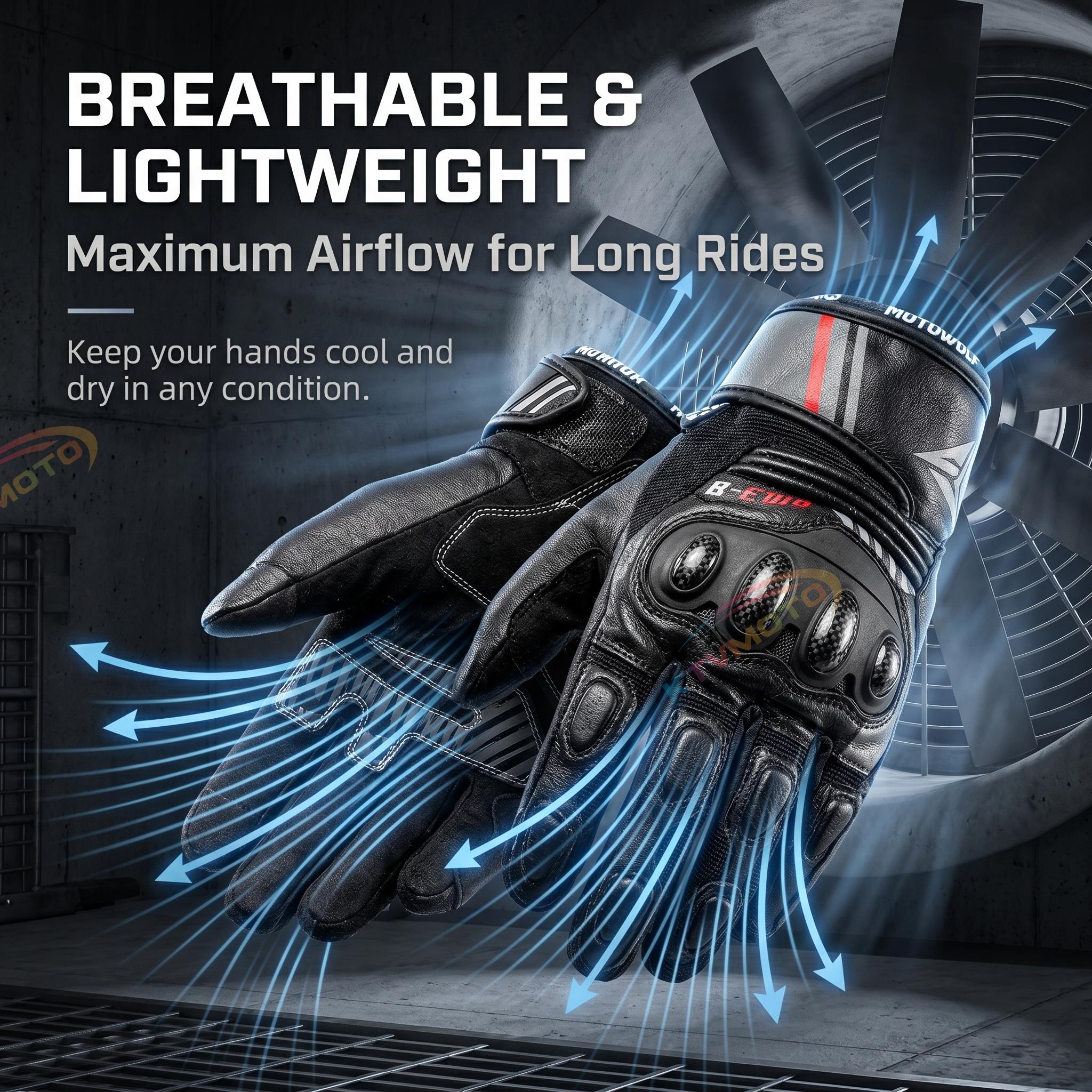 Breathable genuine leather touchscreen gloves-G71