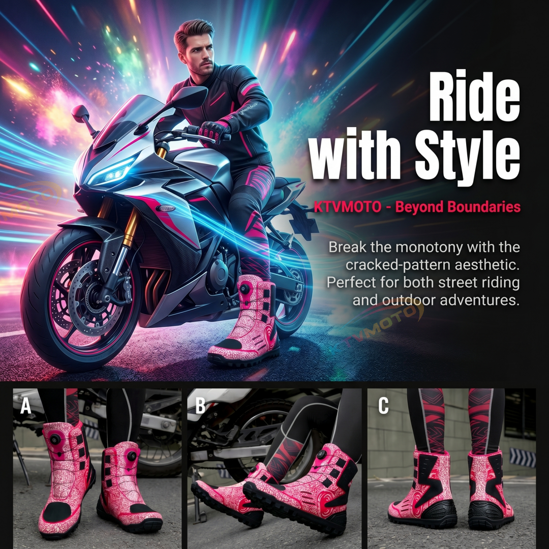 Distinctive Outdoor Motorcycle Boots with Crushed-Stone Texture-K106