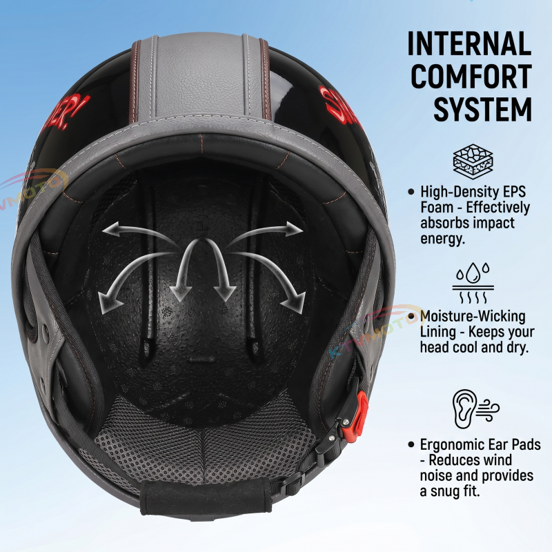 Retro-style cruiser motorcycle helmet-I50