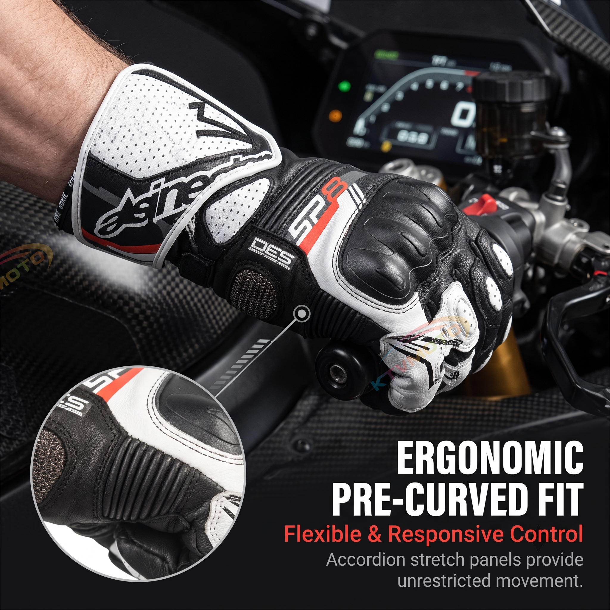 Motorcycle riding gloves made of breathable sheepskin-G86