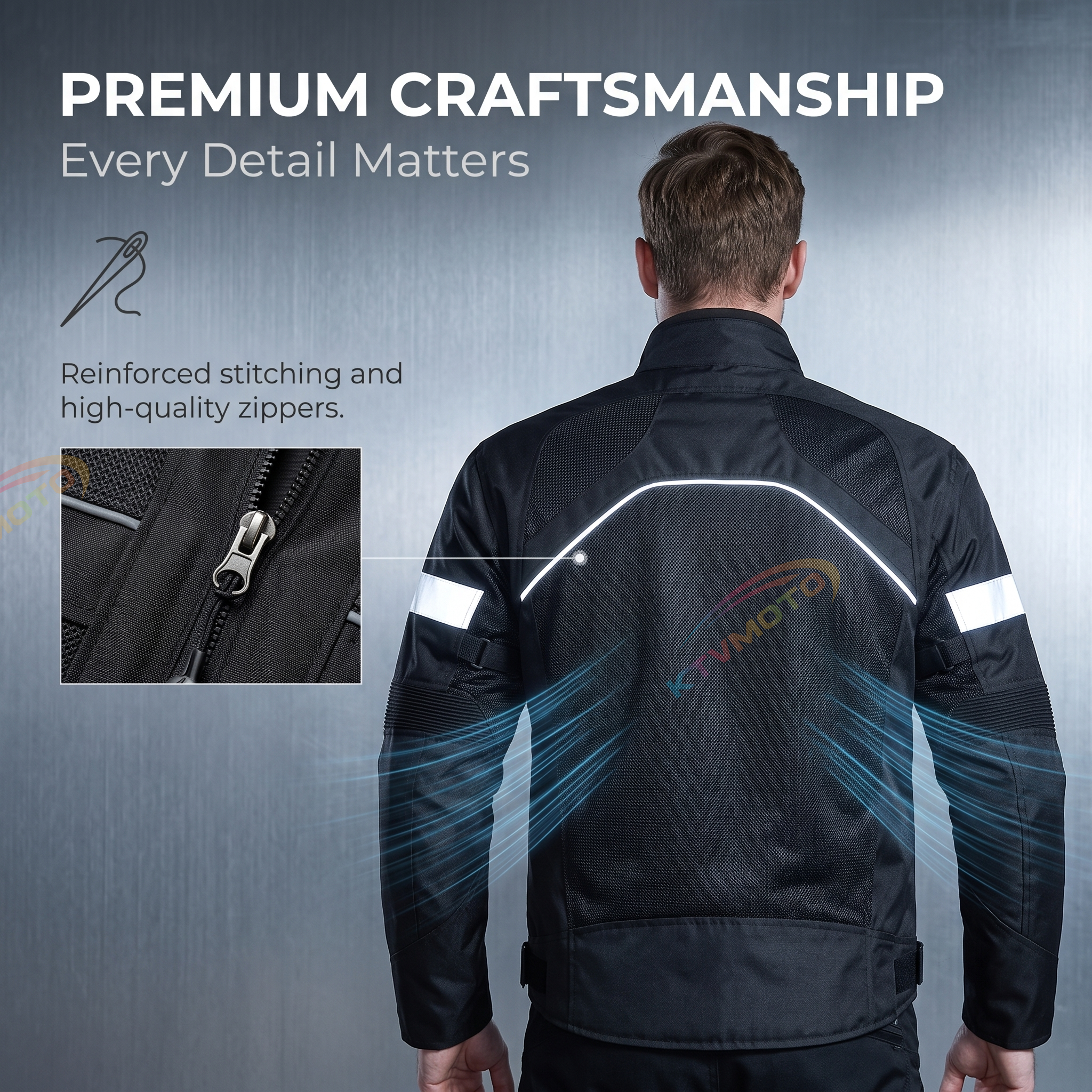 Motorcycle riding clothes with breathable mesh-J58