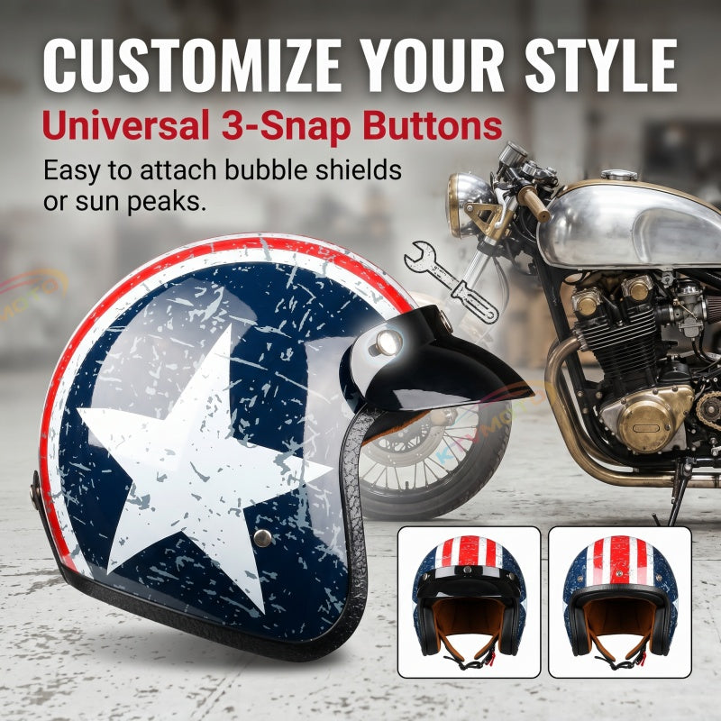 Retro star-shaped convertible motorcycle helmet – I57
