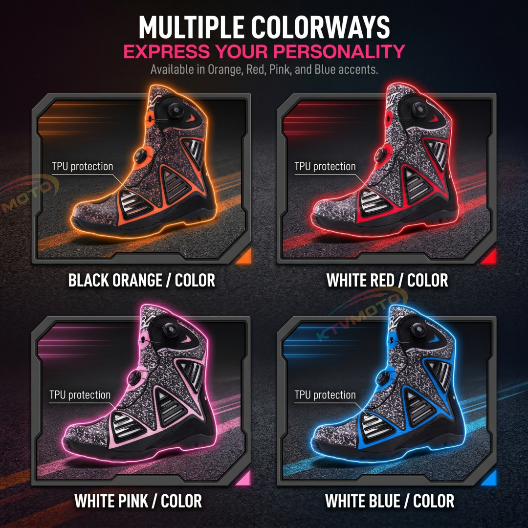 Stylish Geometric-Line Motorcycle Riding Shoes-K119