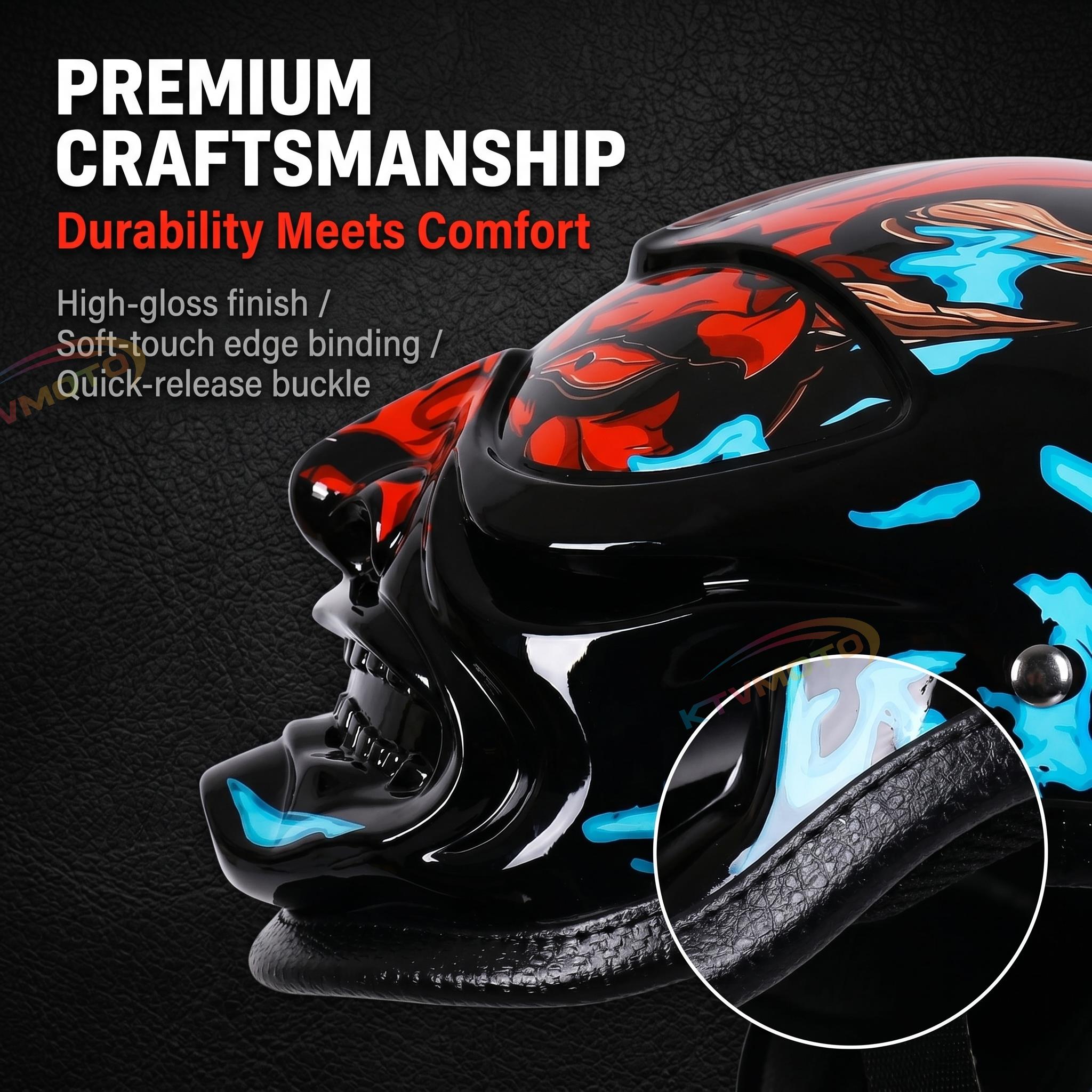 Classic ducktail motorcycle half-helmet Harley style — I41