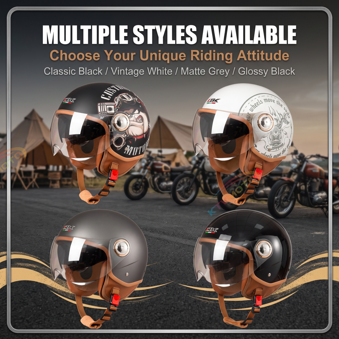 Retro-style cruiser motorcycle and e-scooter helmet-I133