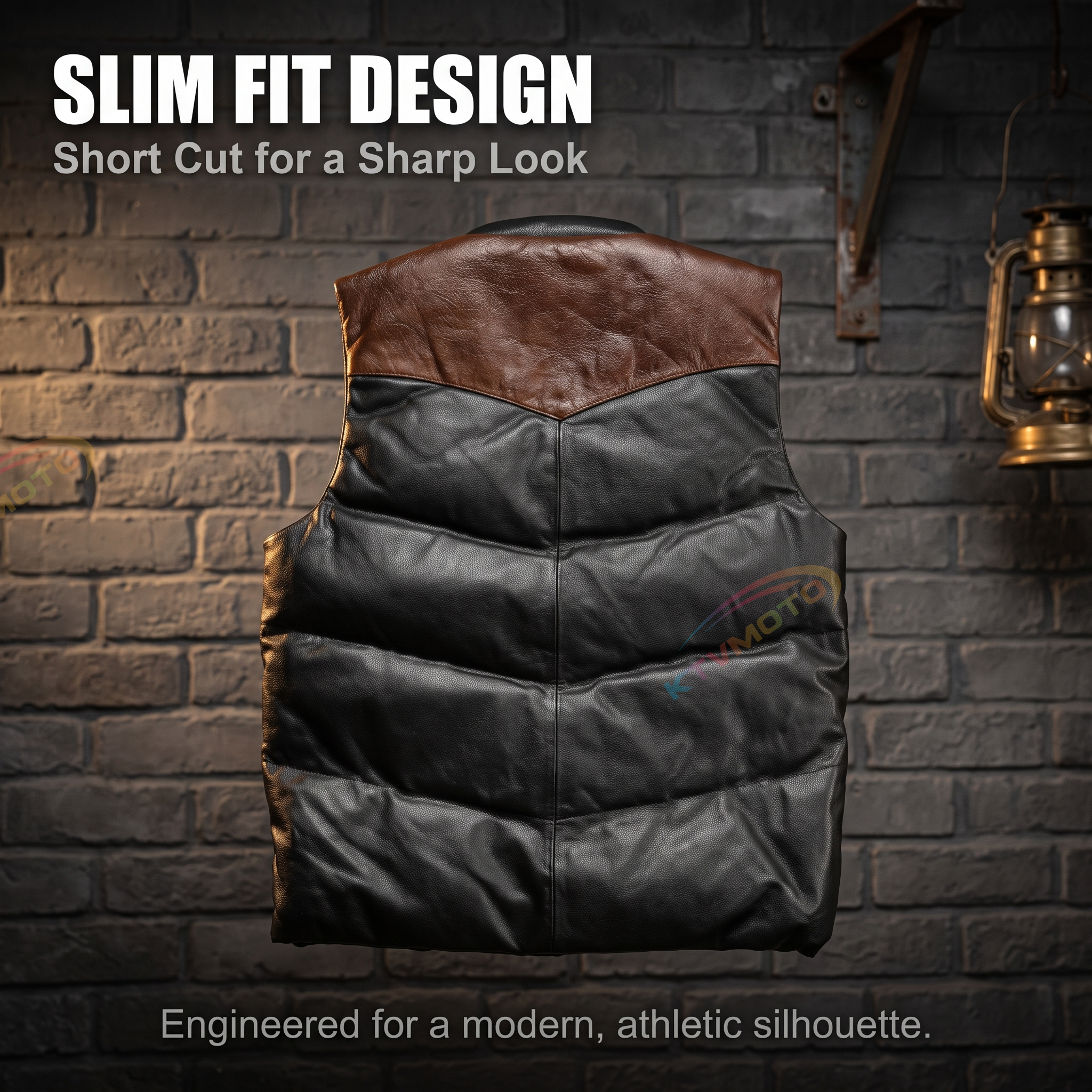 Stand collar casual sports color matching white duck down thickened cowhide vest-A35