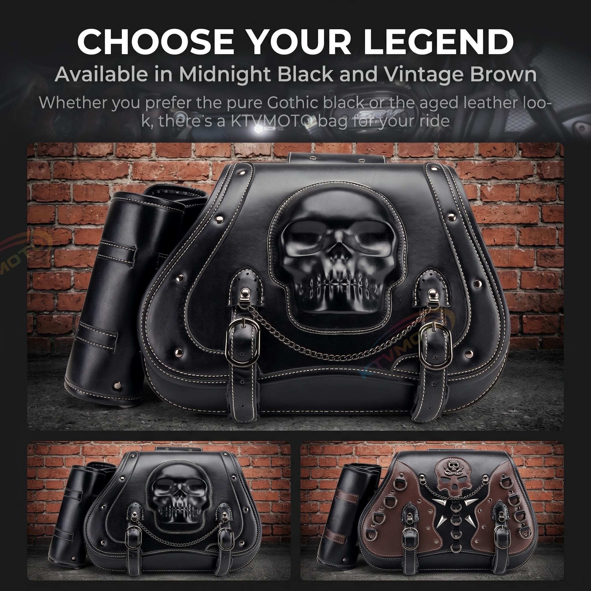 Retro Skull Motorcycle Saddlebag – B14