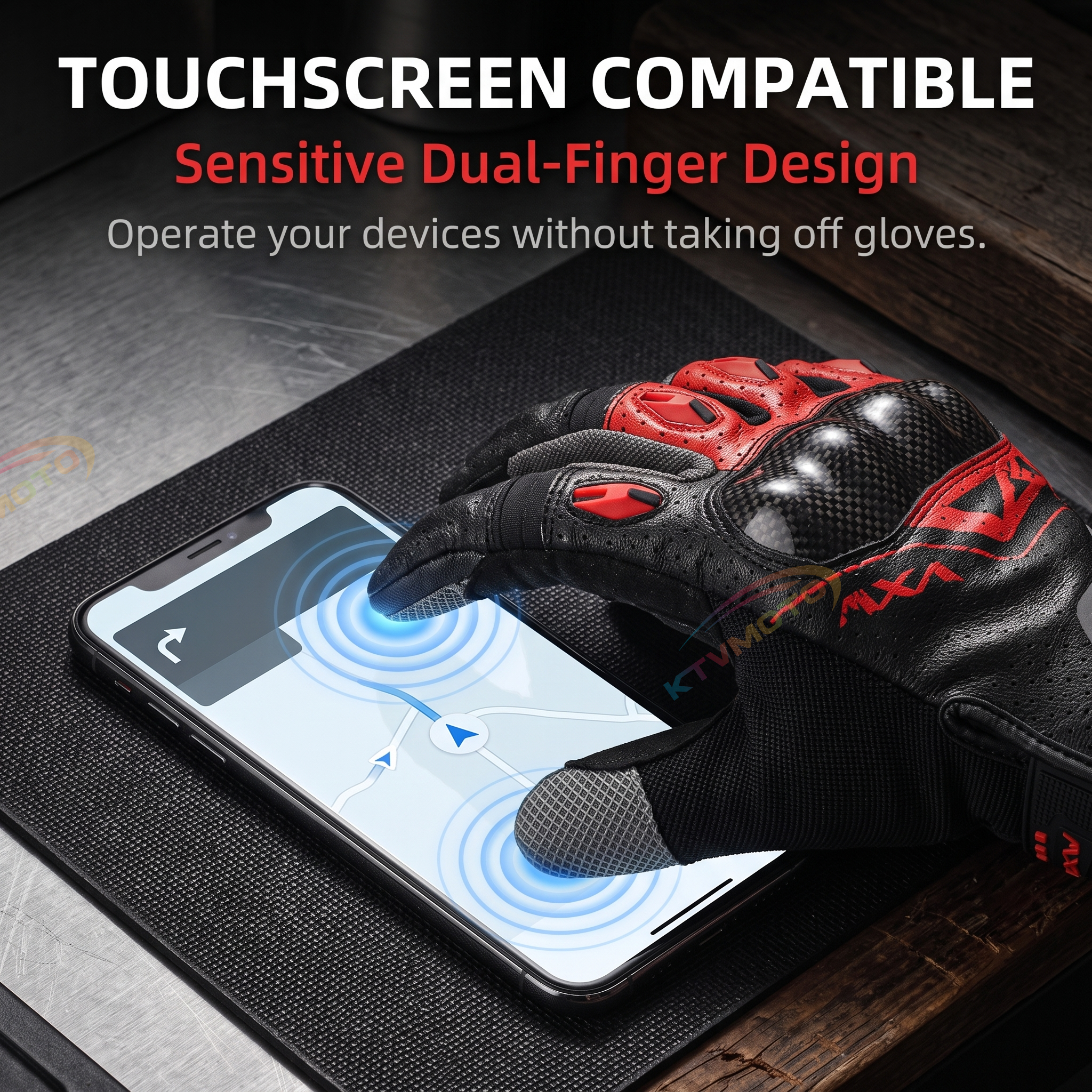 Motorcycle riding gloves made of carbon fiber and sheepskin-G77