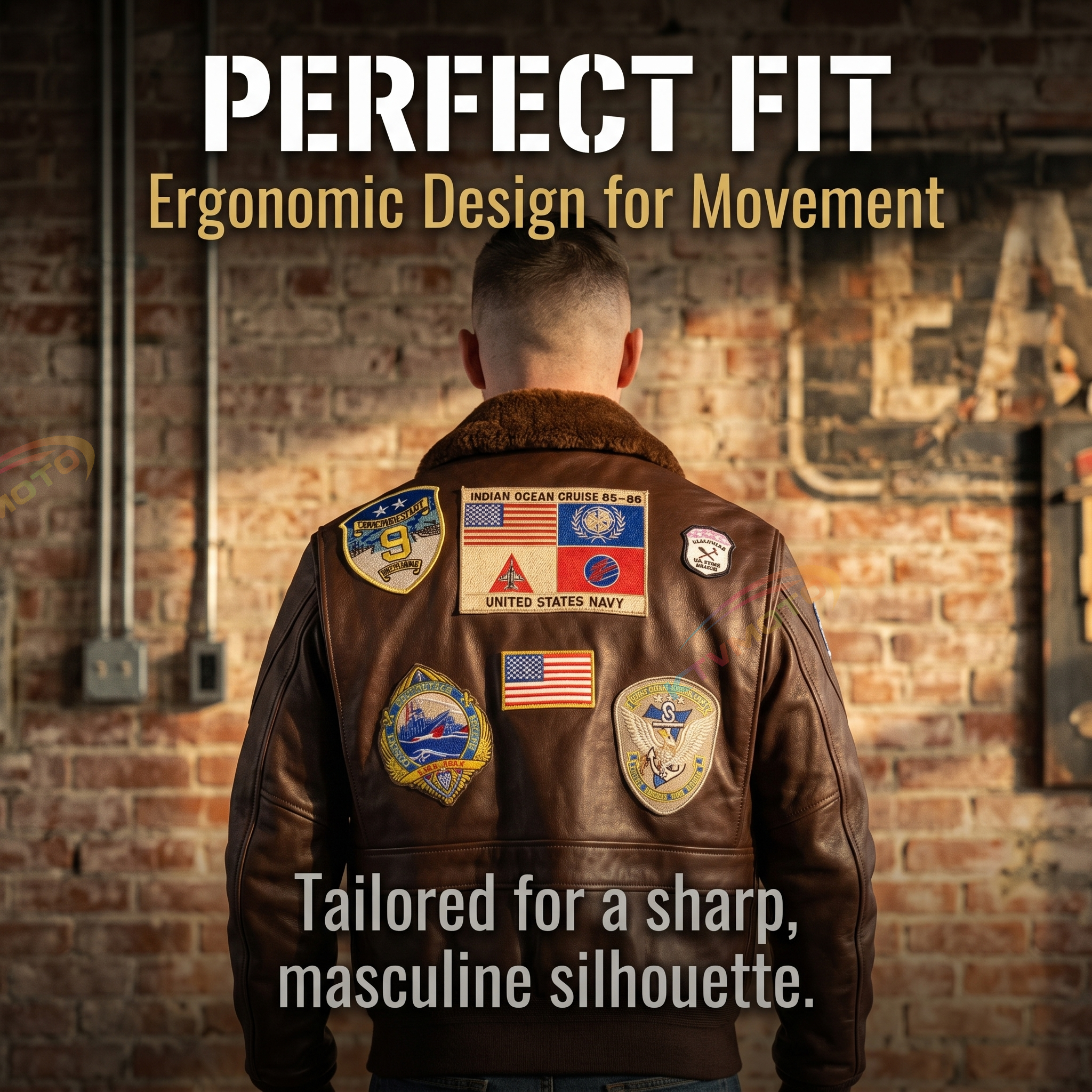TOP-FUN Leather Bomber Jacket-A10
