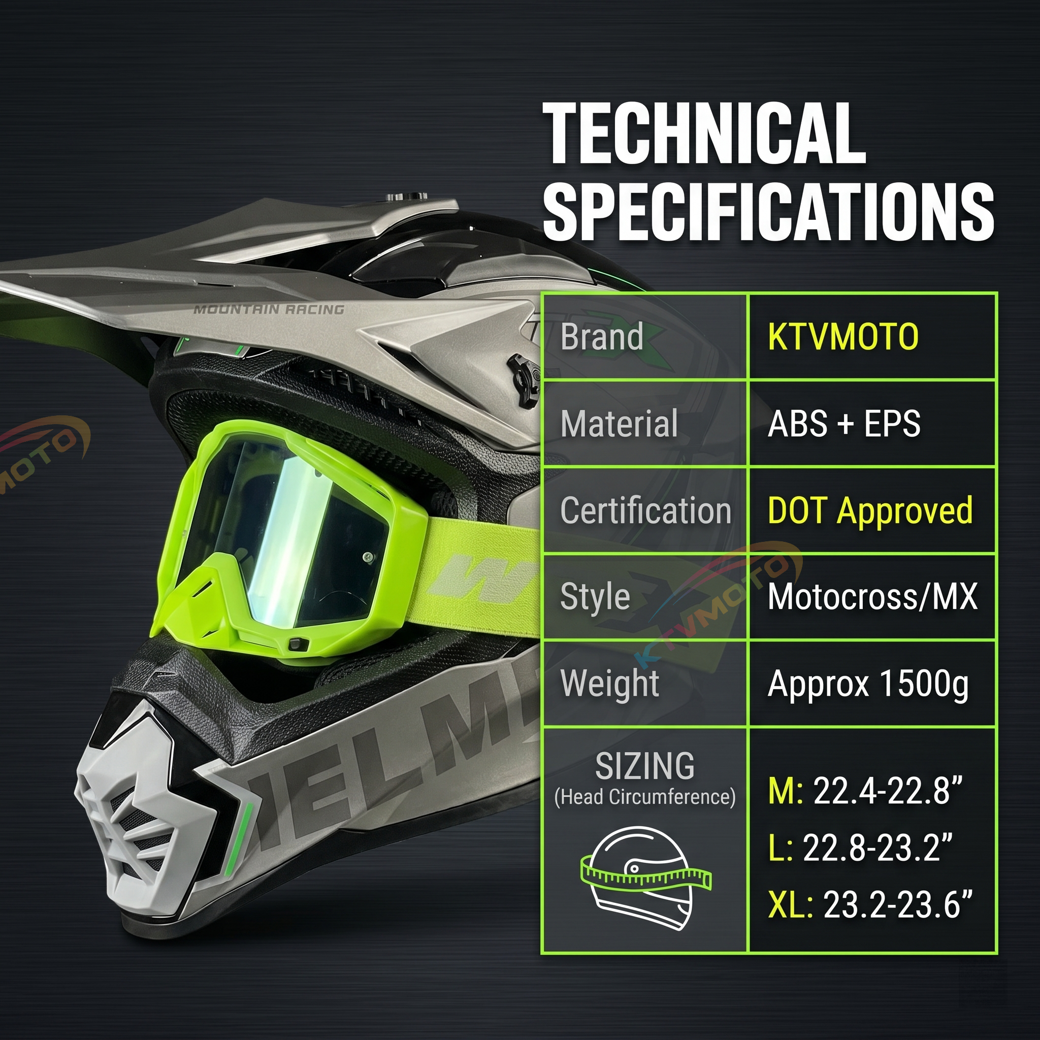 Off-road Motorcycle Helmet with Goggles-I112