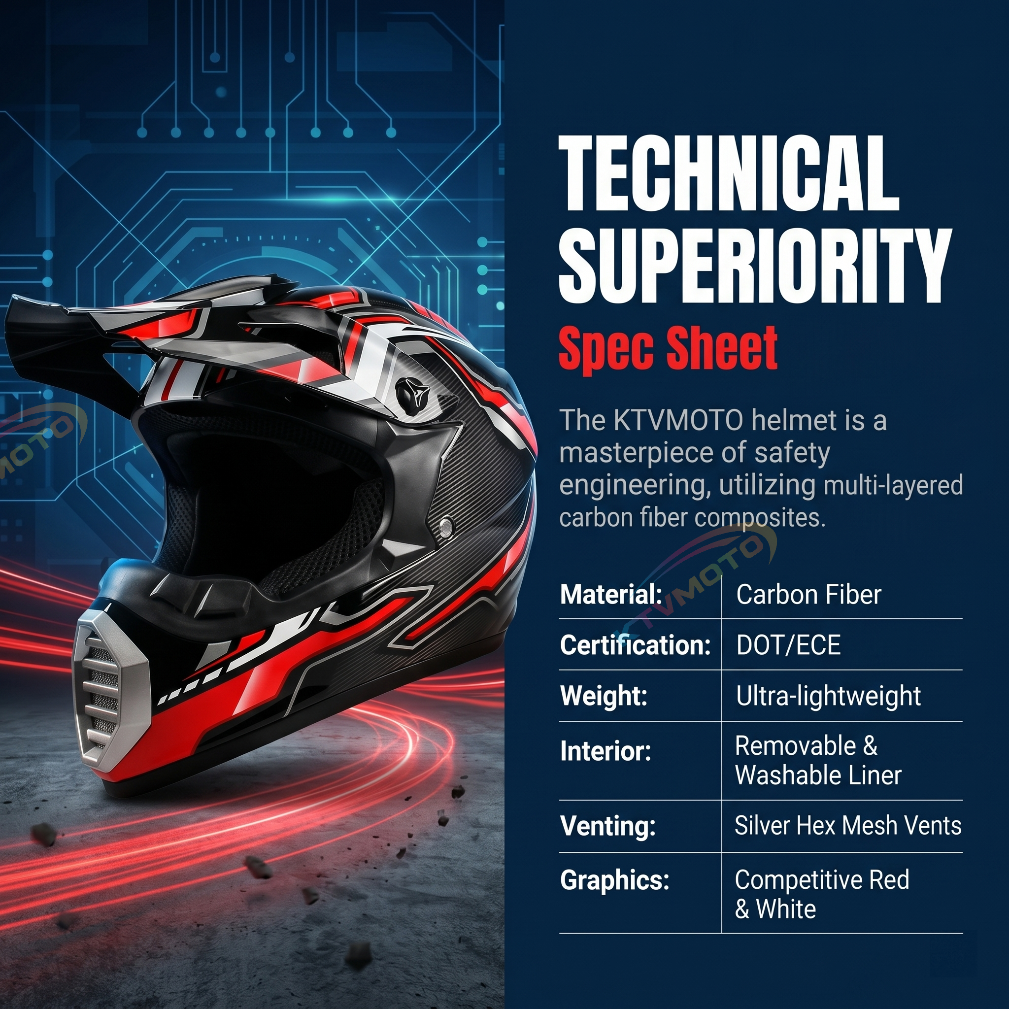 Dirt Bike Racing Carbon Fiber Helmet-I60