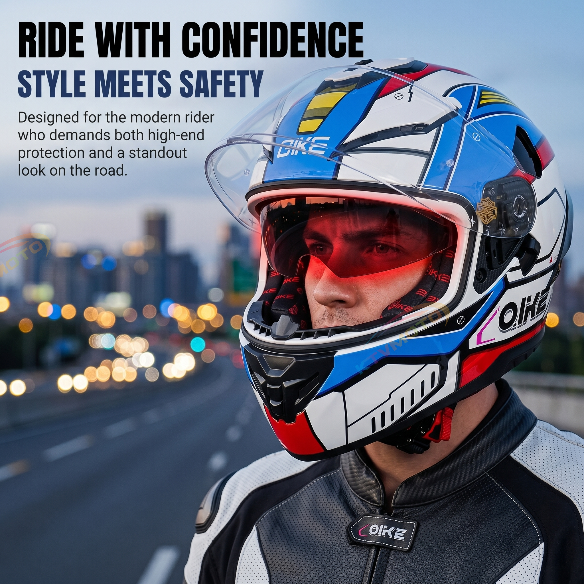 Cool Dual-Lens Full-Face Motorcycle Helmet-I110