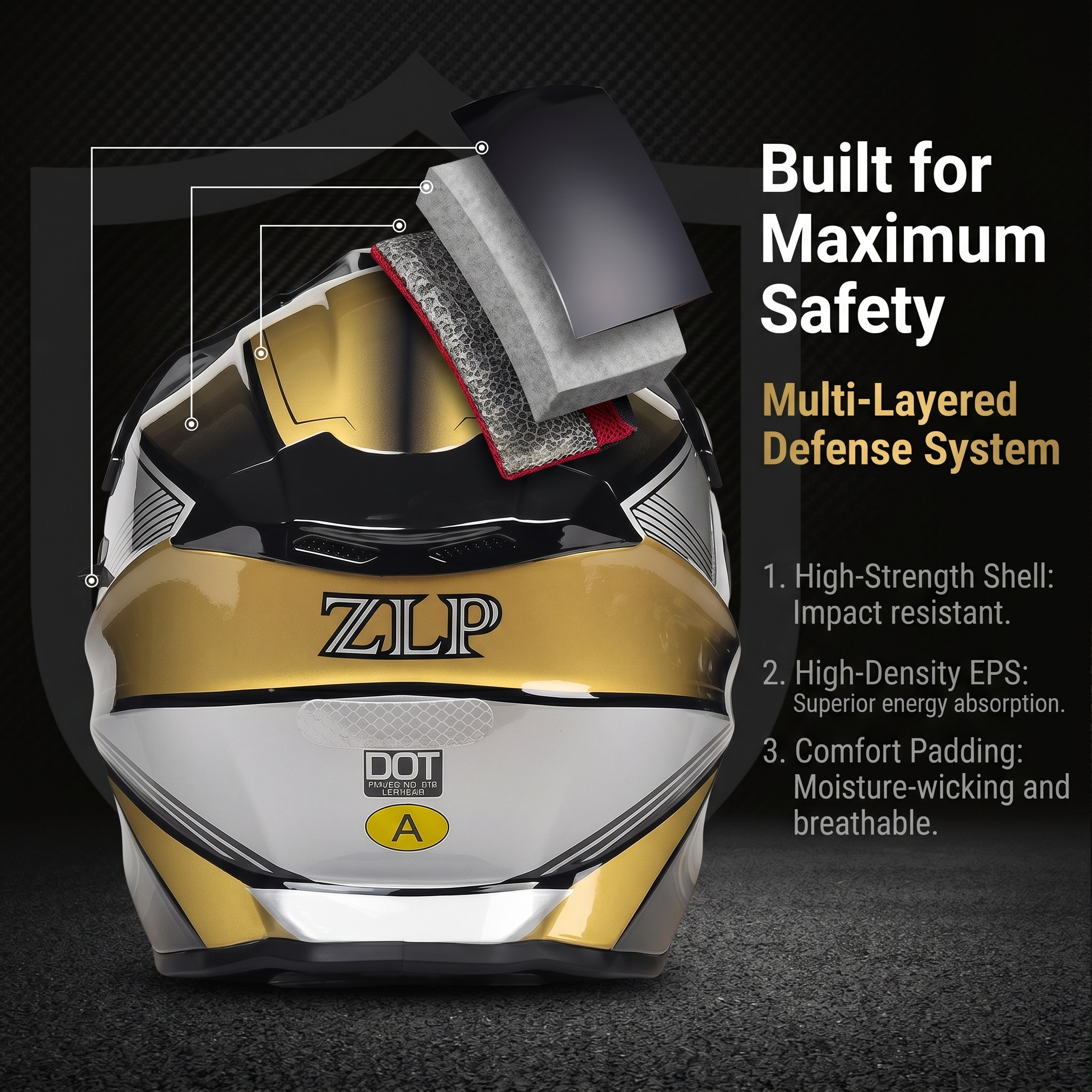 Dual-Visor Gold Off-Road Full-Face Motorcycle Helmet-I89