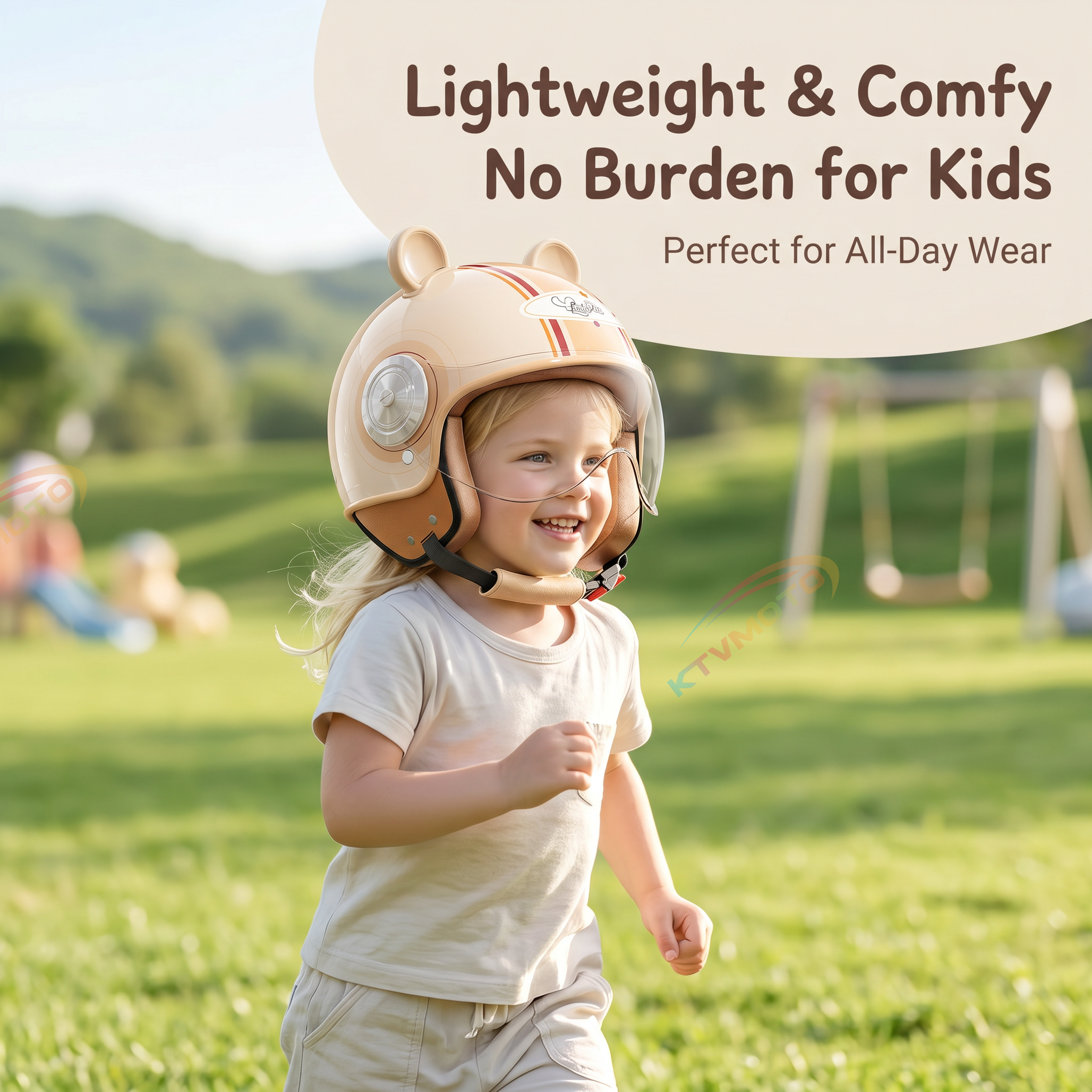 Cute bear ear convertible motorcycle helmet for kids-I79