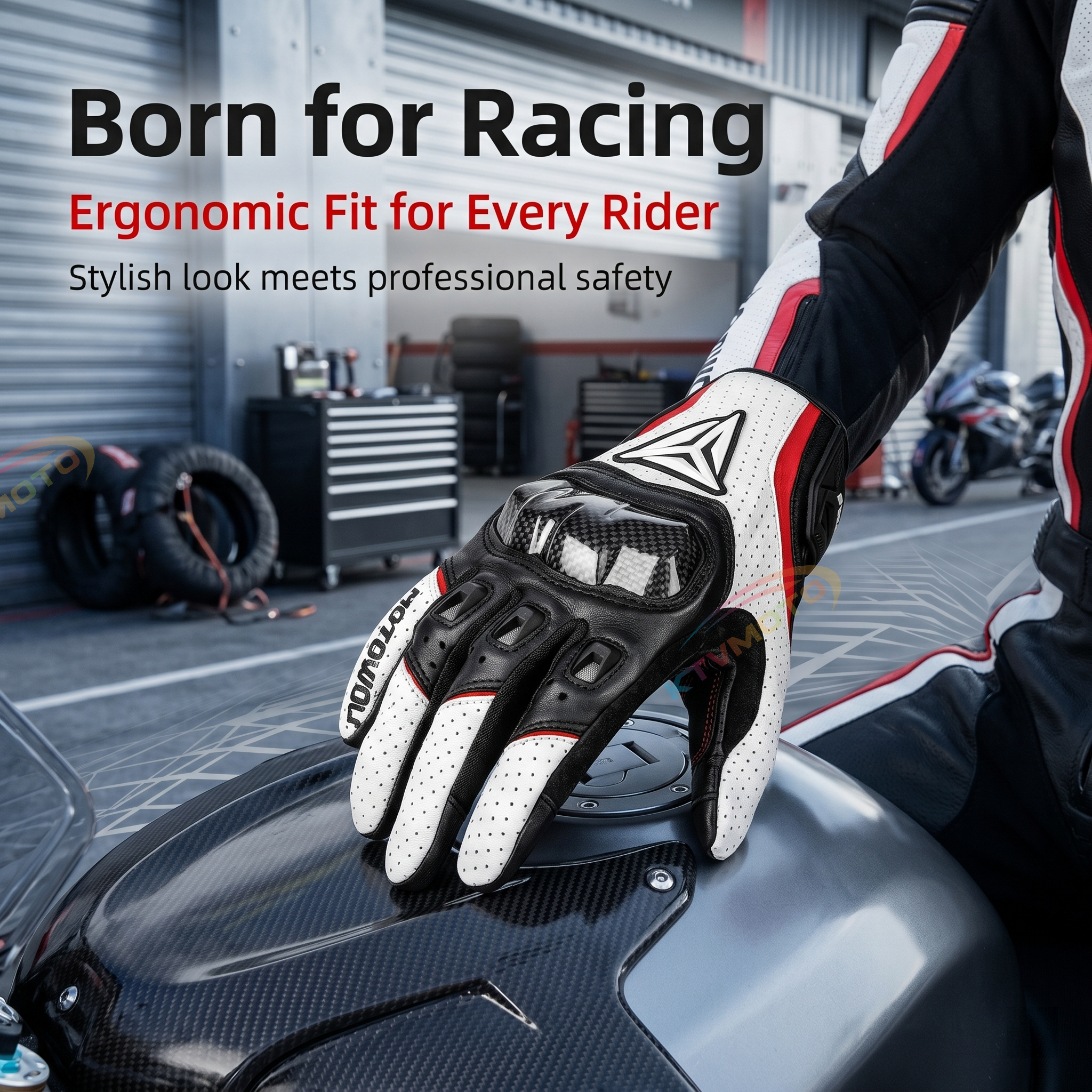 Breathable leather gloves with carbon fiber protective layer-G67