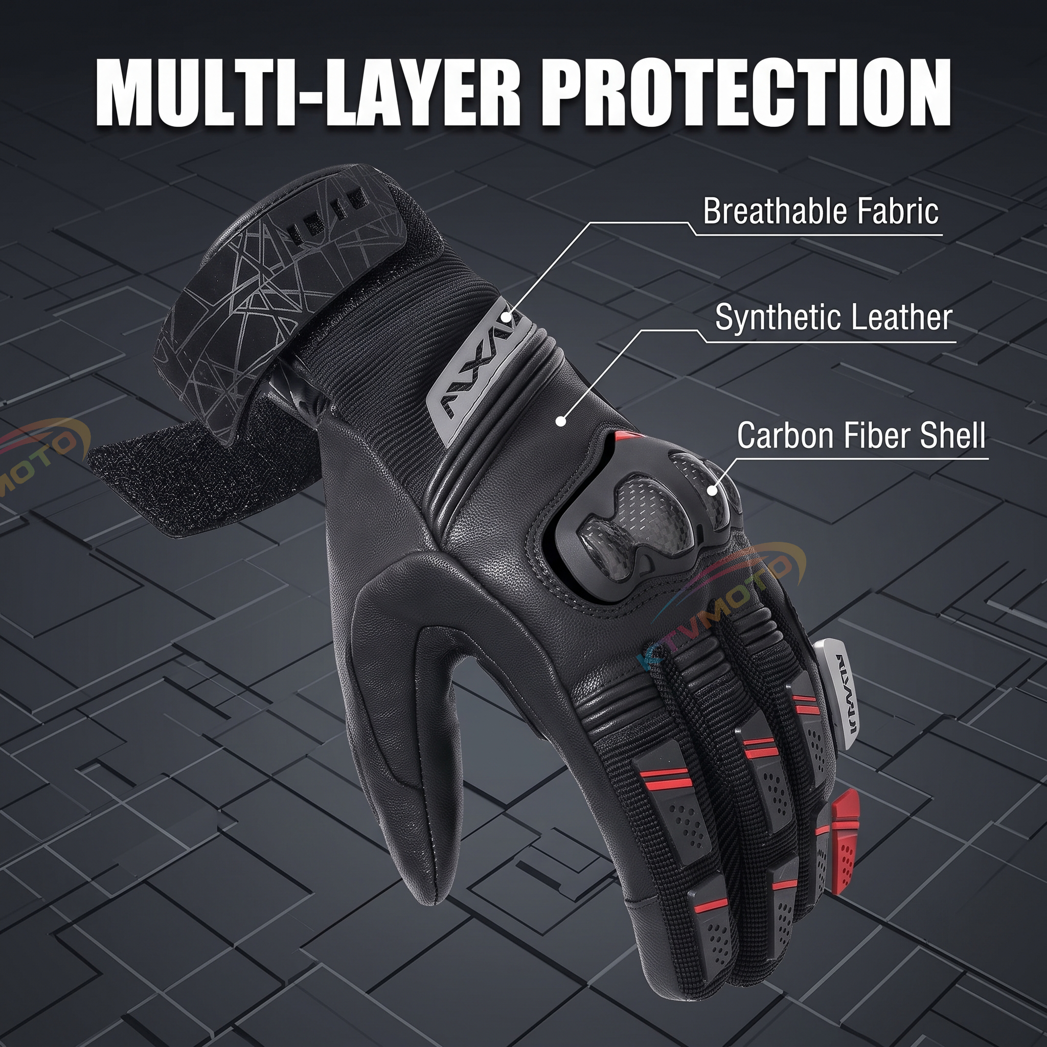 Motorcycle gloves with carbon fiber touchscreen thickened-G80