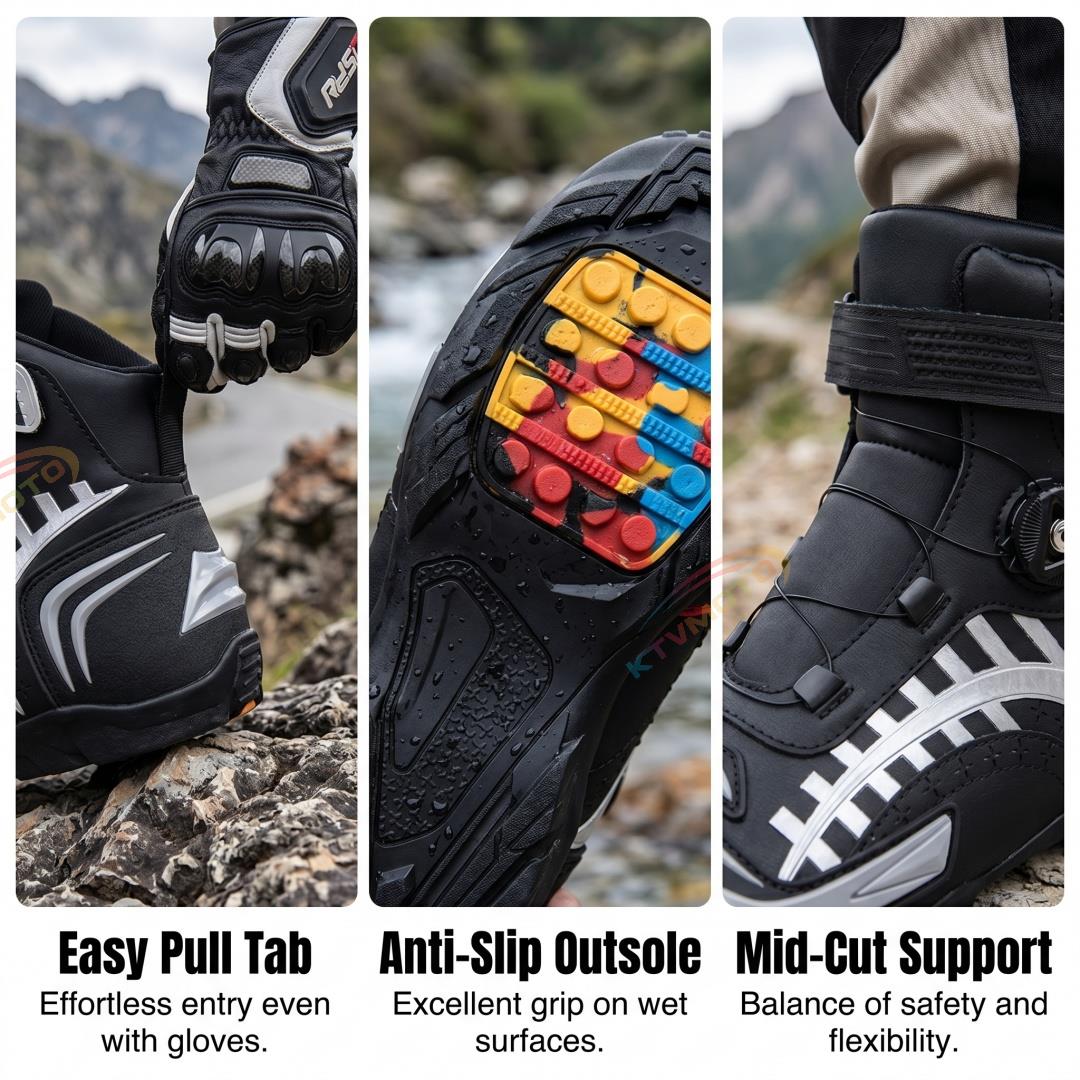 Waterproof Motorcycle Riding Boots with Knob System-K47
