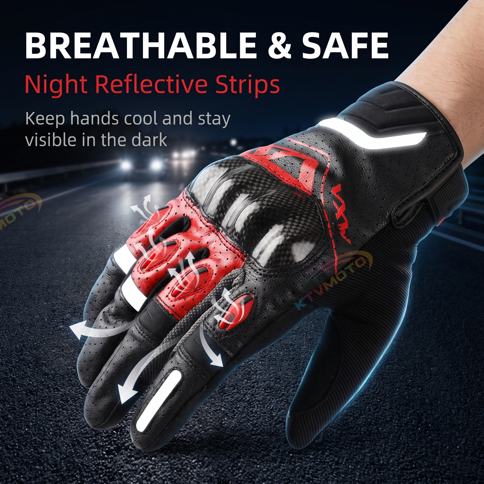 Motorcycle riding gloves made of carbon fiber and sheepskin-G77