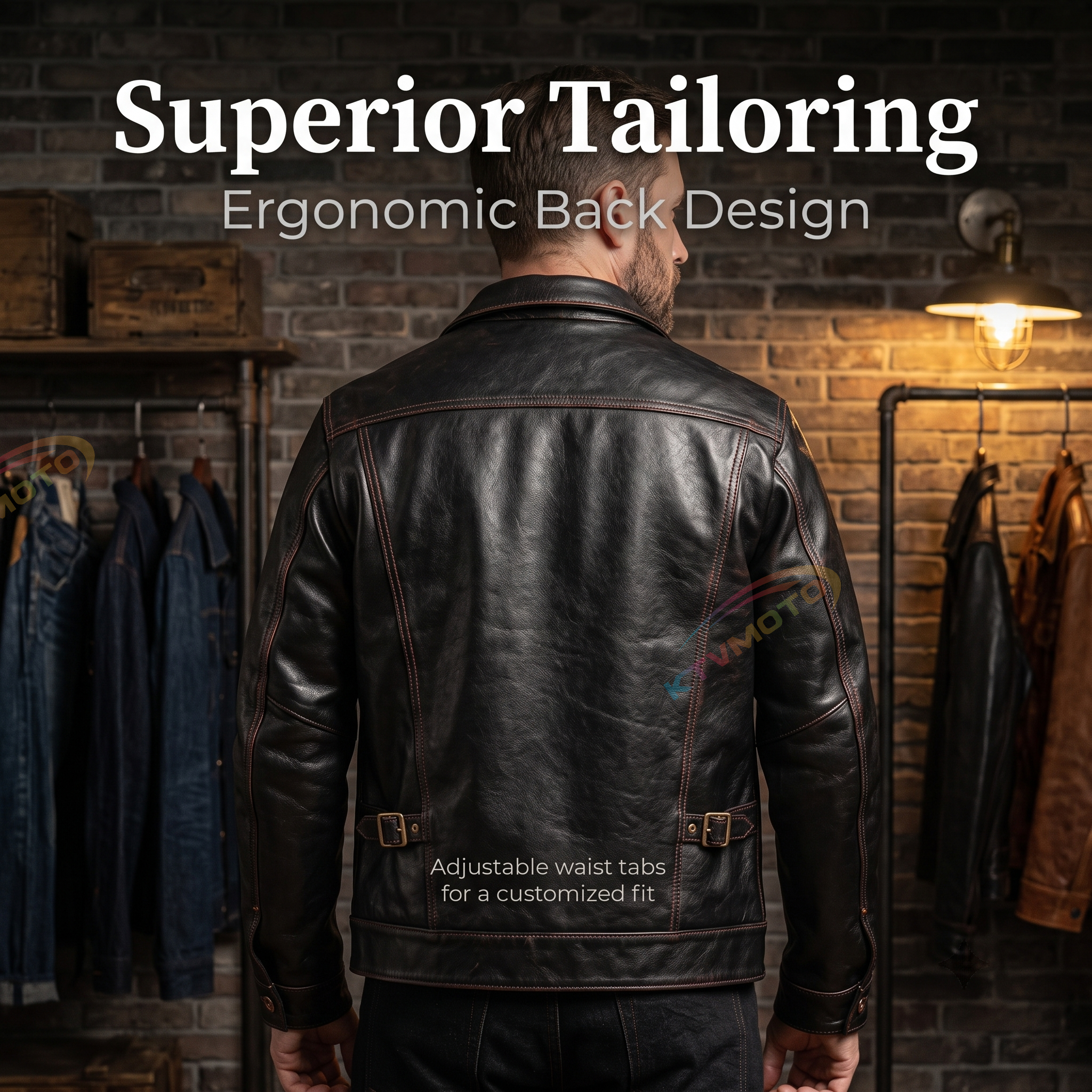 Japanese retro casual leather jacket-A05