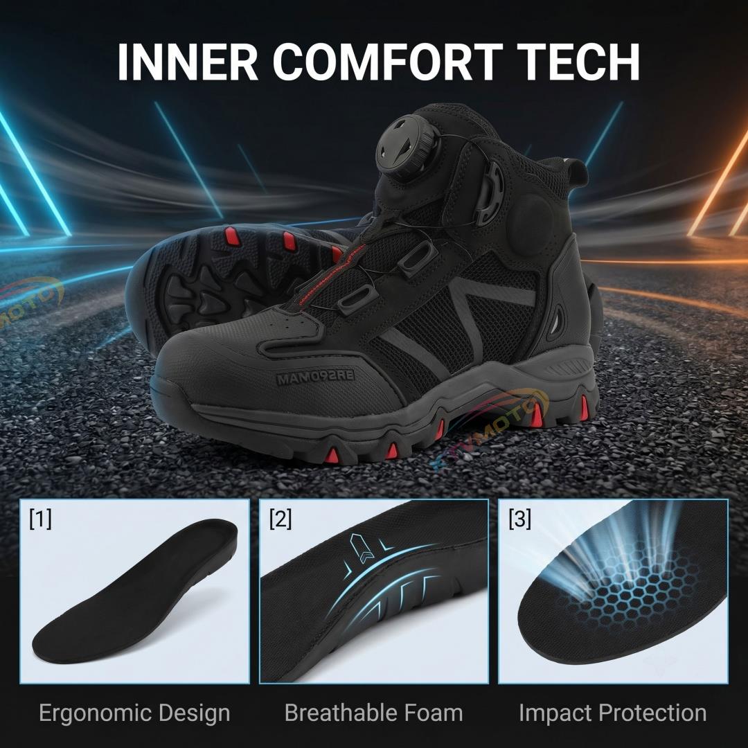 Breathable Motorcycle and Hiking Boots with Dial Closure-K39