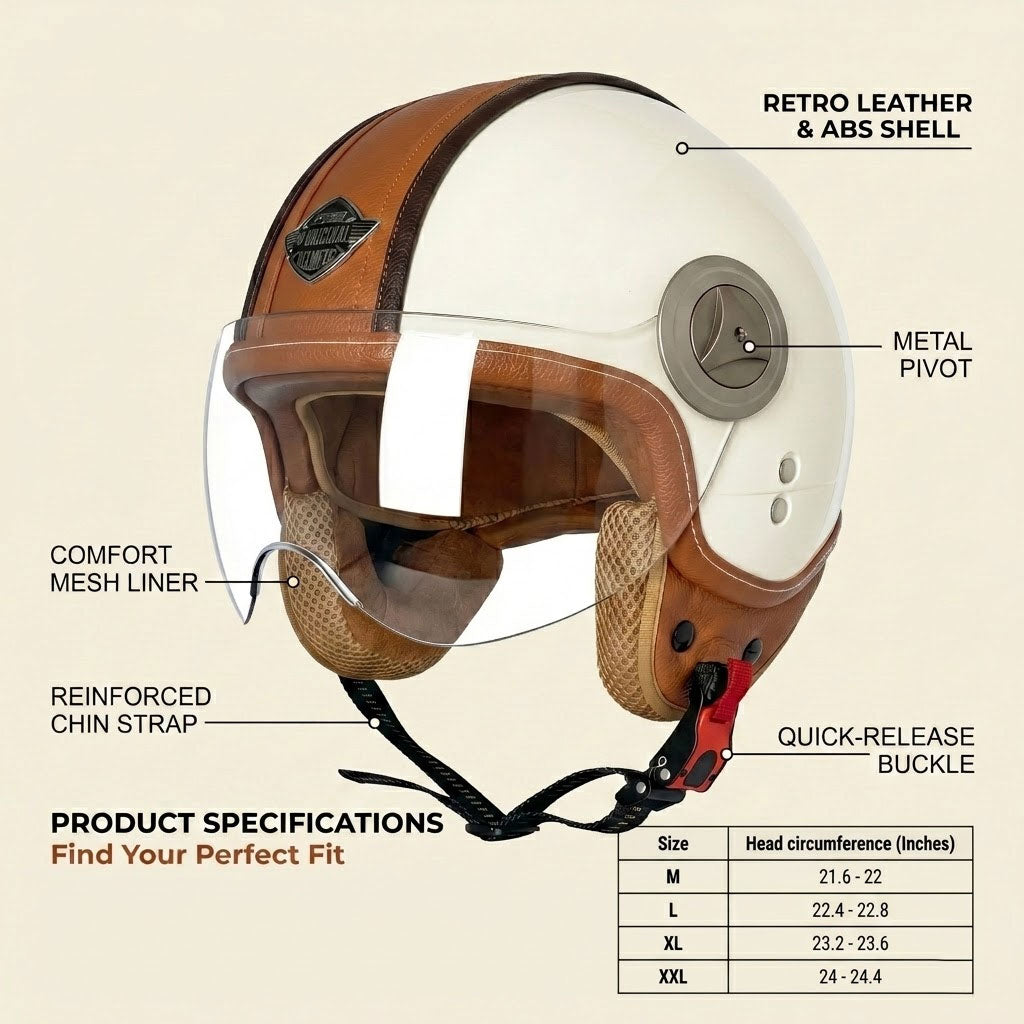 convertible motorcycle helmet Retro leather convertible motorcycle helmet-I45