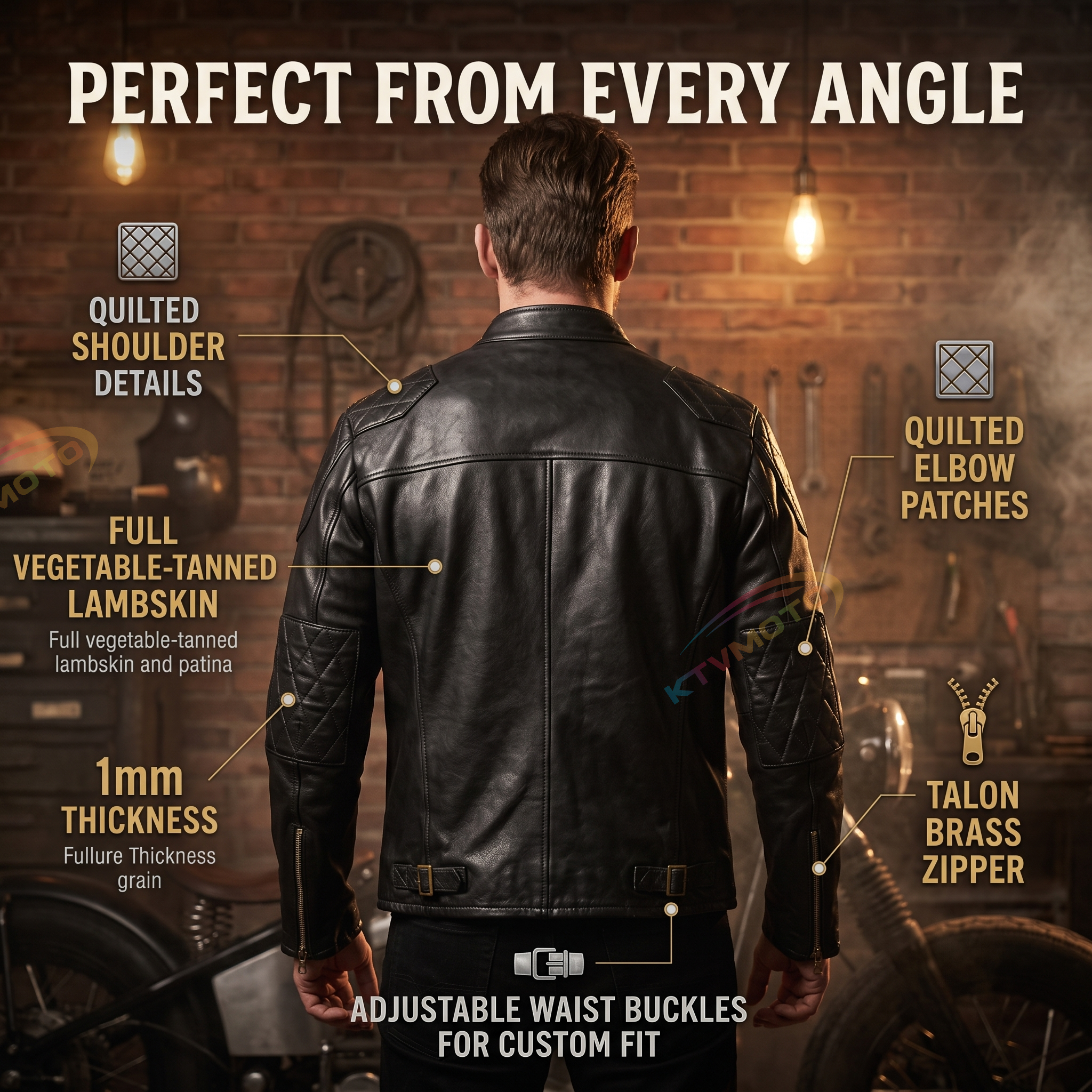 Beckham same leather jacket-A08