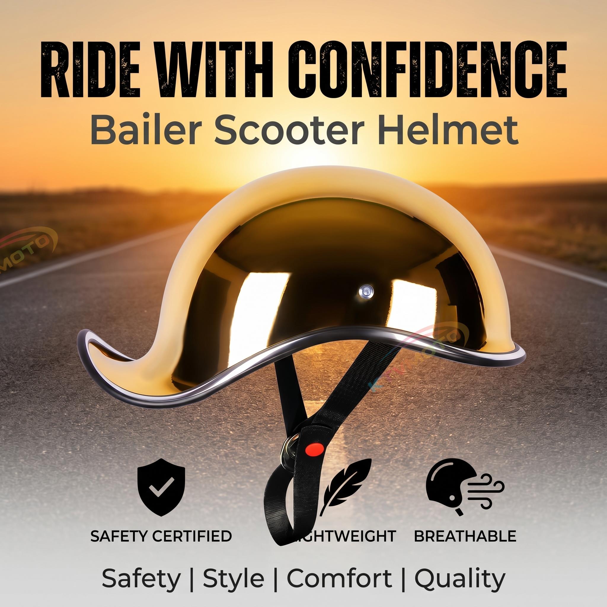 Chrome gold ducktail motorcycle half helmet-I42