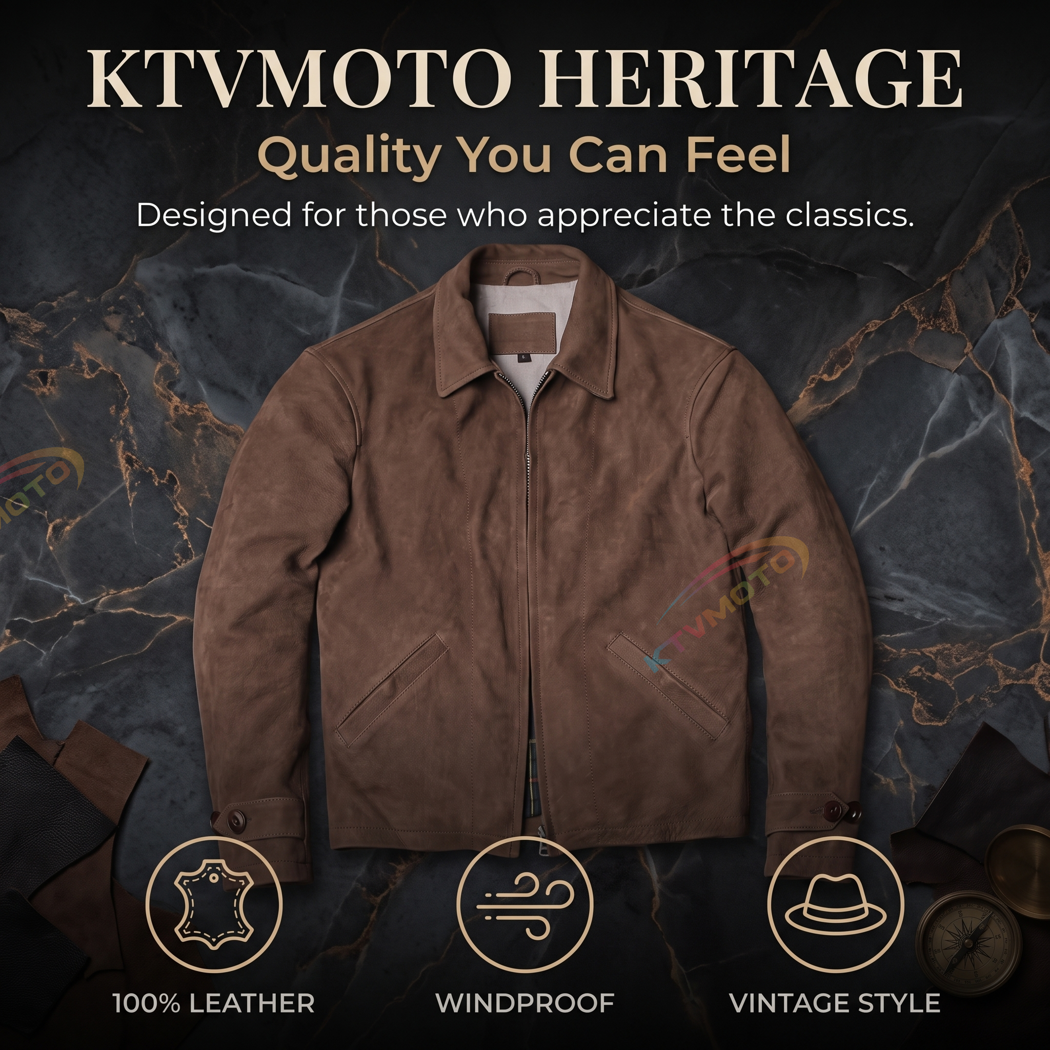 Depp vintage distressed lapel brushed hard leather jacket-A42