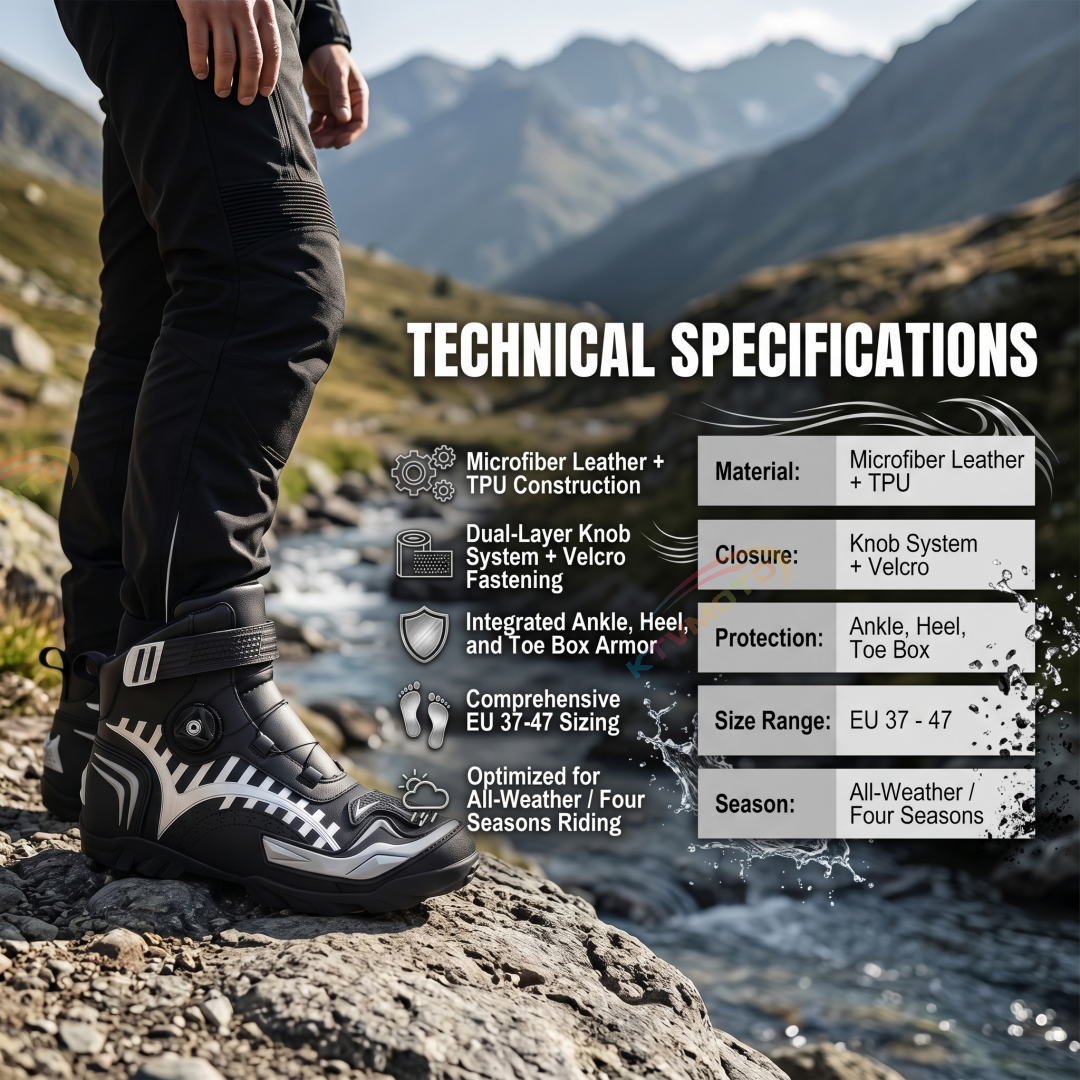 Waterproof Motorcycle Riding Boots with Knob System-K47