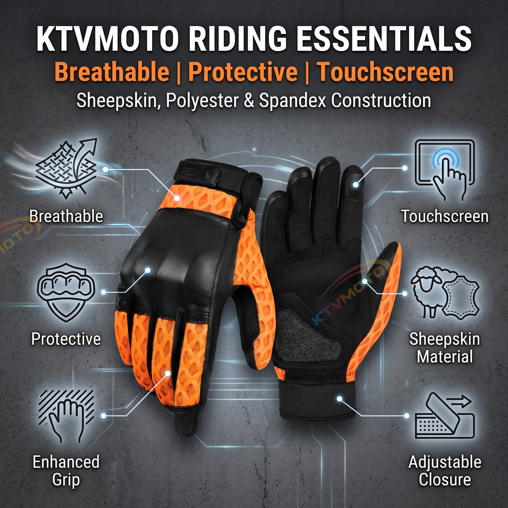 Motorcycle riding gloves with large mesh-G76