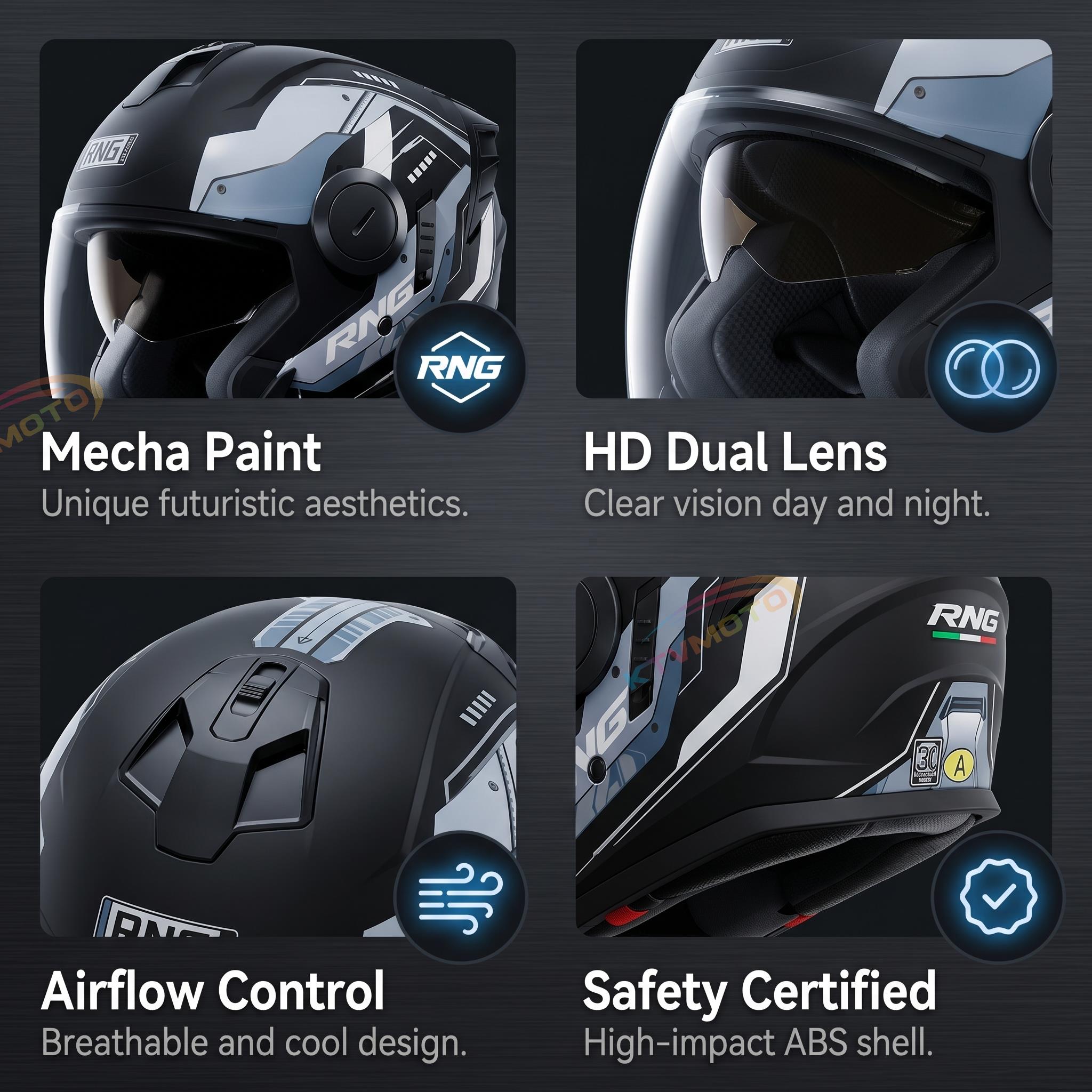Motorcycle helmet with high-definition dual lenses-I77